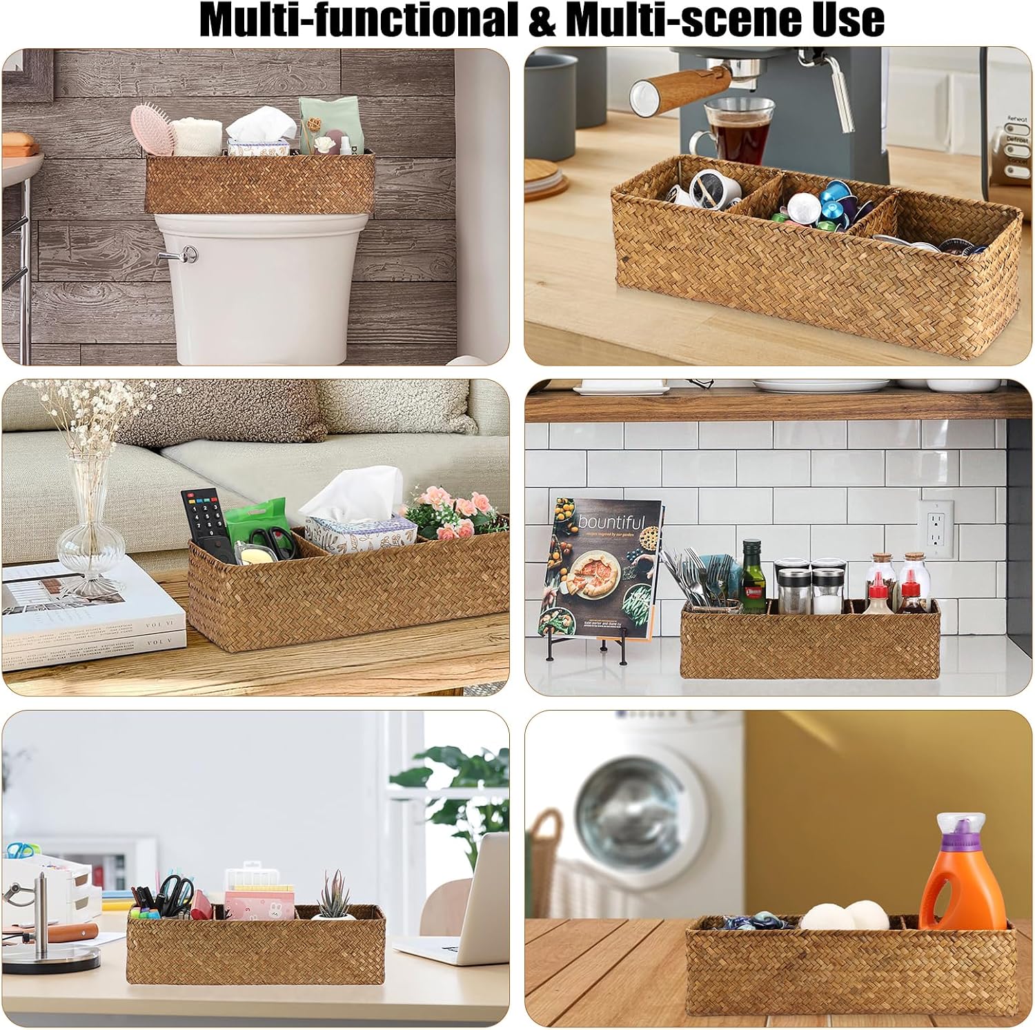 Seagrass Shelf Basket / Caramel / 5.9 x 4.3 / 17.2L x H
