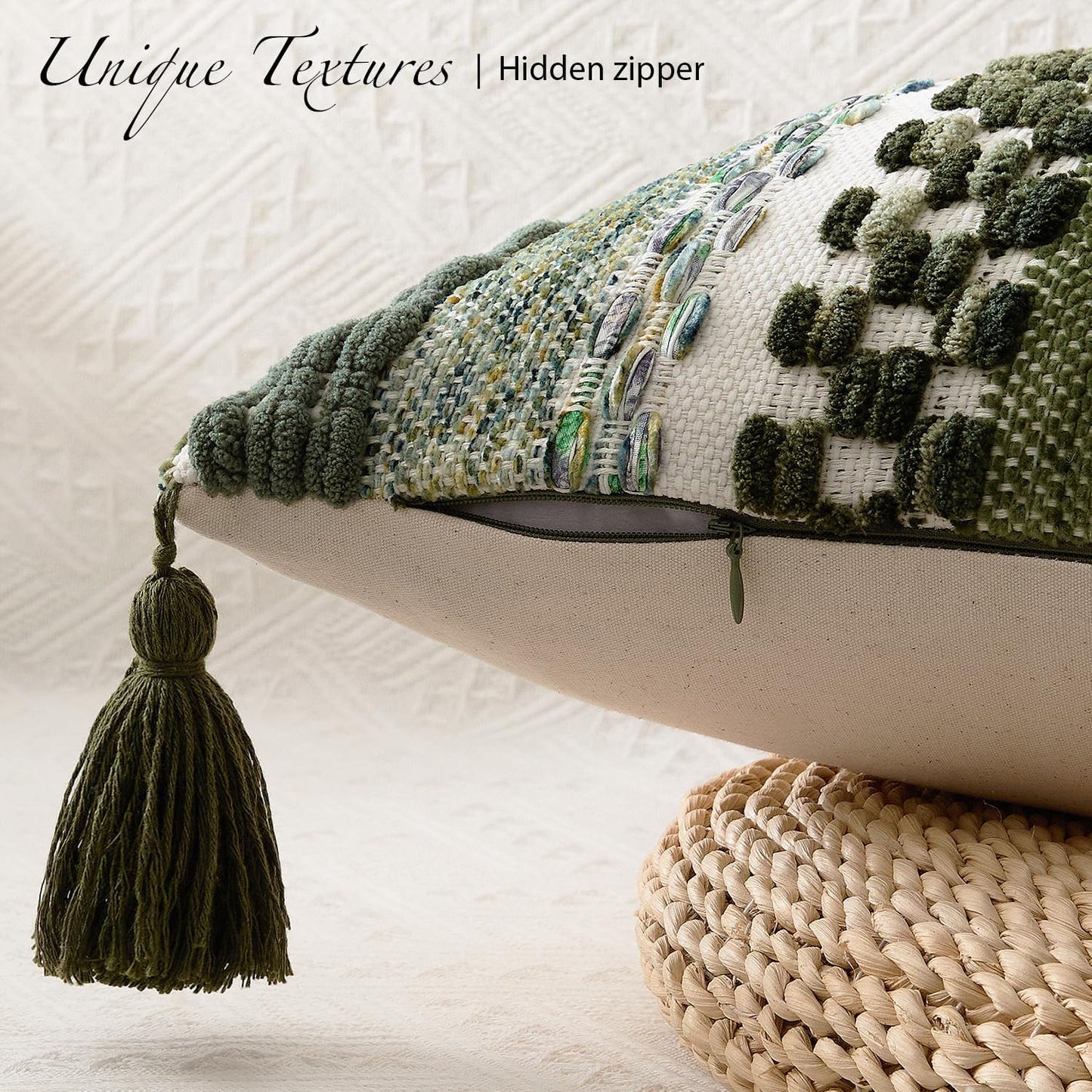 Kevin Textile Long Lumbar Pillow Cover Boho Decorative Rectangle Cushion Case / 36 x 14 / Green