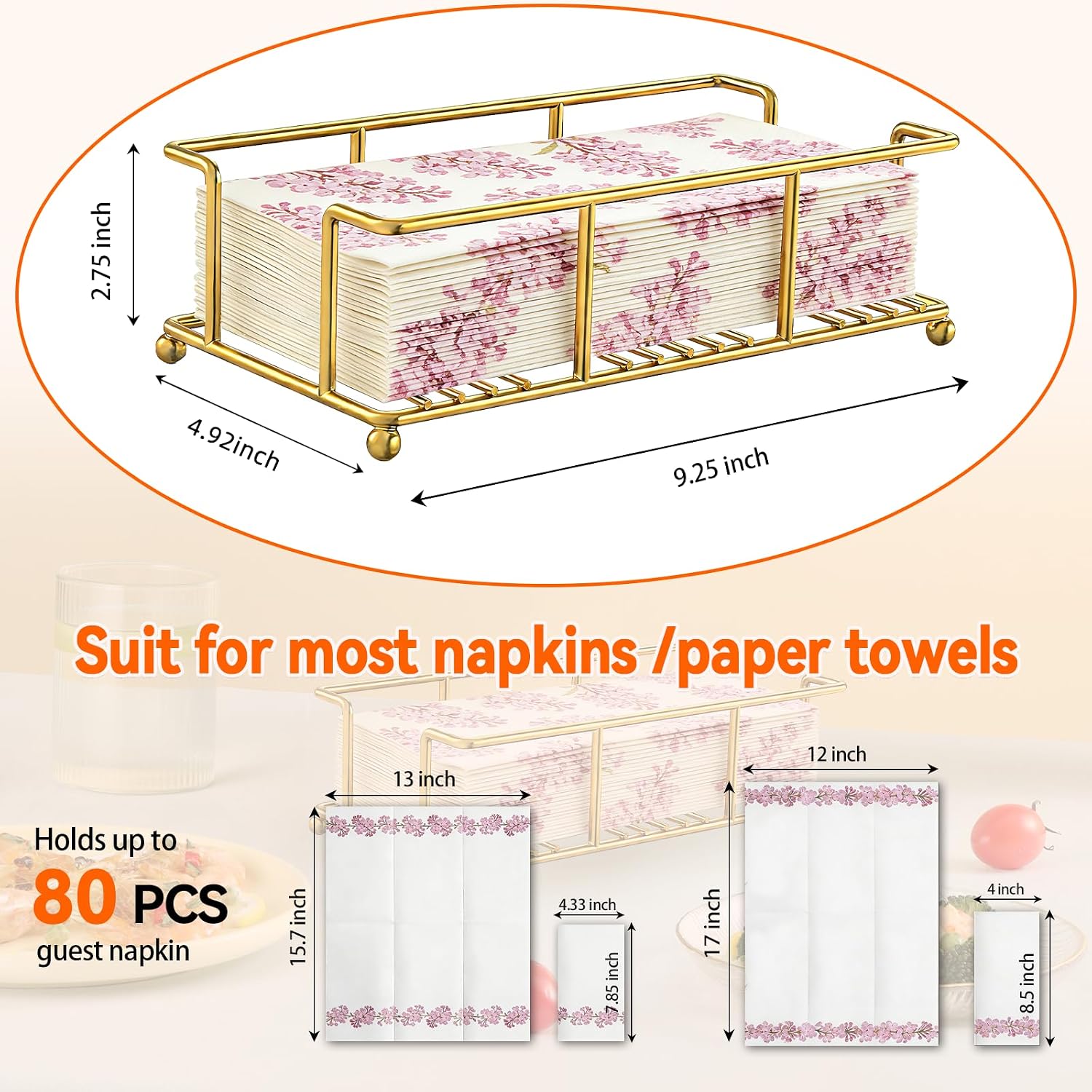 Bathroom Paper Towel Holder Bathroom Guest Towel Holder Tray / Gold