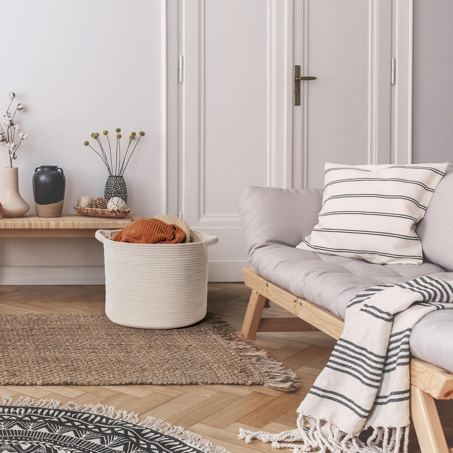 Blanket Basket / Pillows & Laundry / White / 16 x 16 x 14