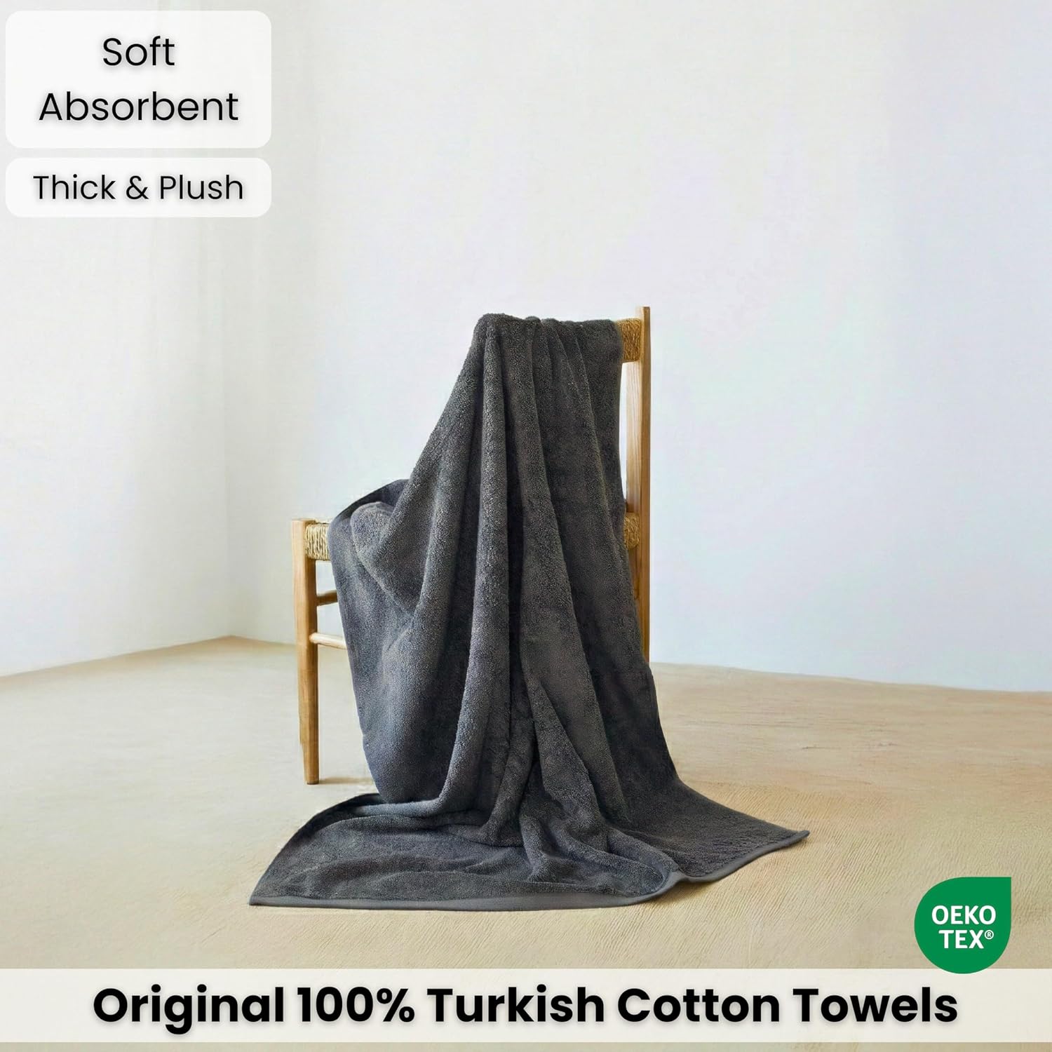 SALBAKOS Luxury 100% Turkish Cotton Bath Sheet 40x80 in (1-Piece, Gray) | Extra Large Jumbo Oversized Bathroom and