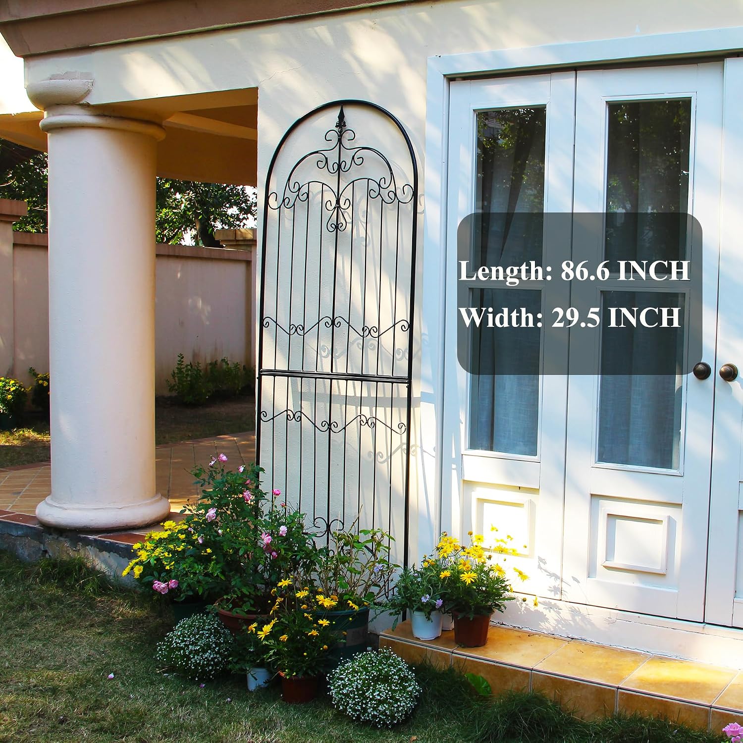 Garden Trellis for Climbing Plants 86.6" H x 29.5" W Tall Garden Trellis Wrought Iron Heavy Scroll Metal Decoration