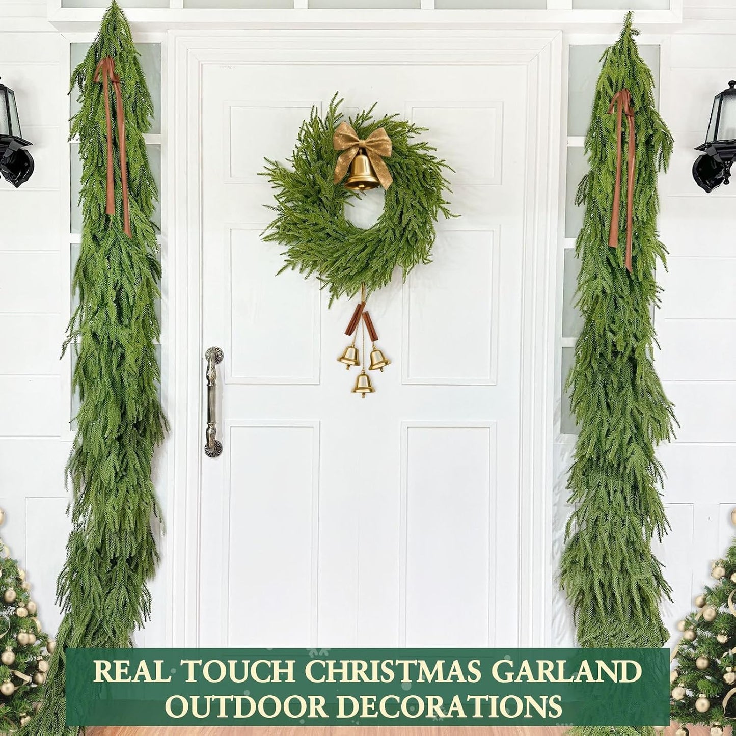 Thicker -9 Ft by 12 Inch Real Touch Christmas Norfolk Pine Garland Realistic, Artificial Christmas Garland with 180