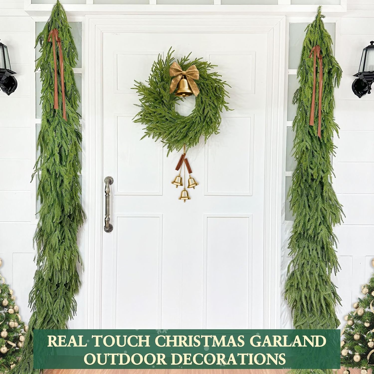 Thicker -9 Ft by 12 Inch Real Touch Christmas Norfolk Pine Garland Realistic, Artificial Christmas Garland with 180