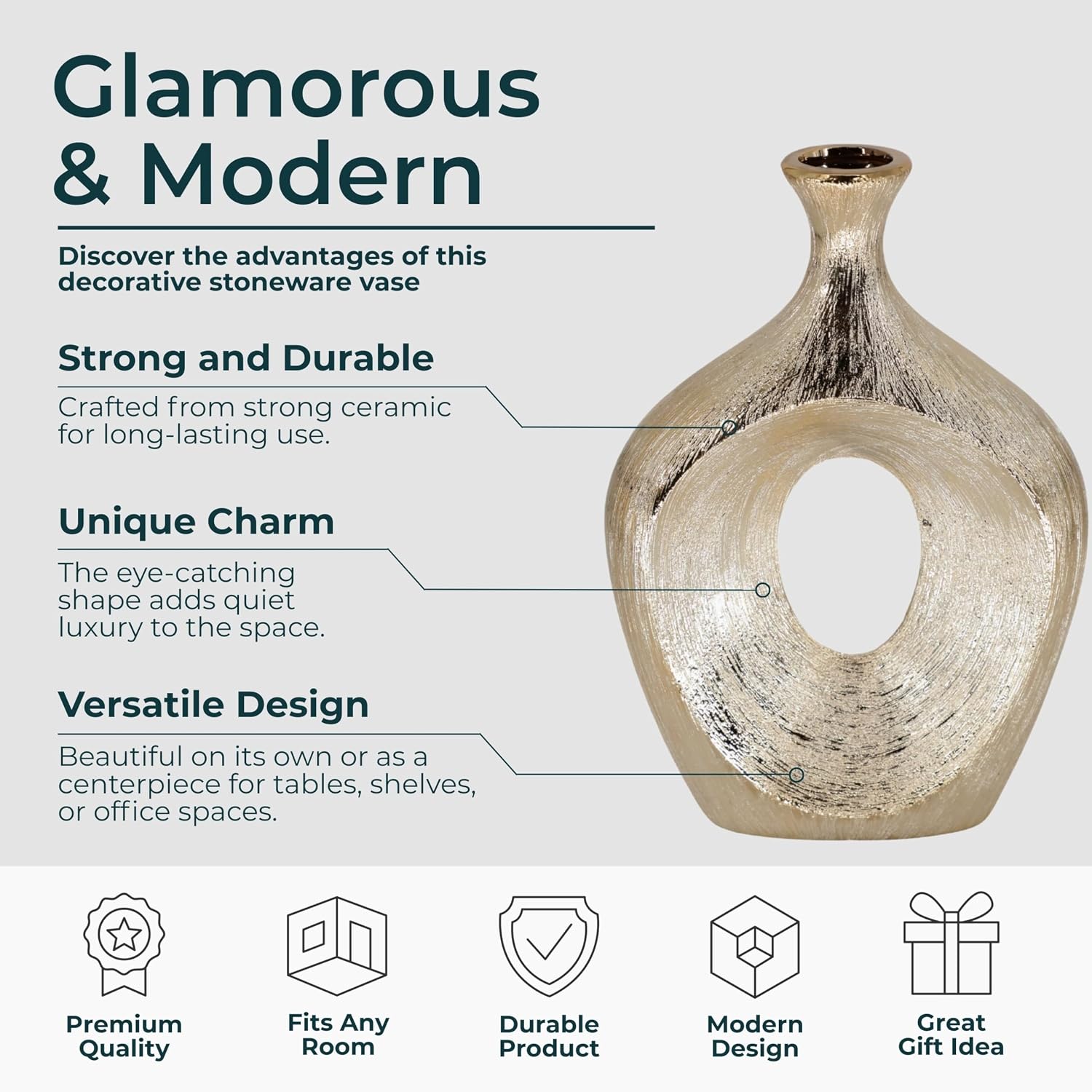 Ceramic Modern Flower Vase / Champagne