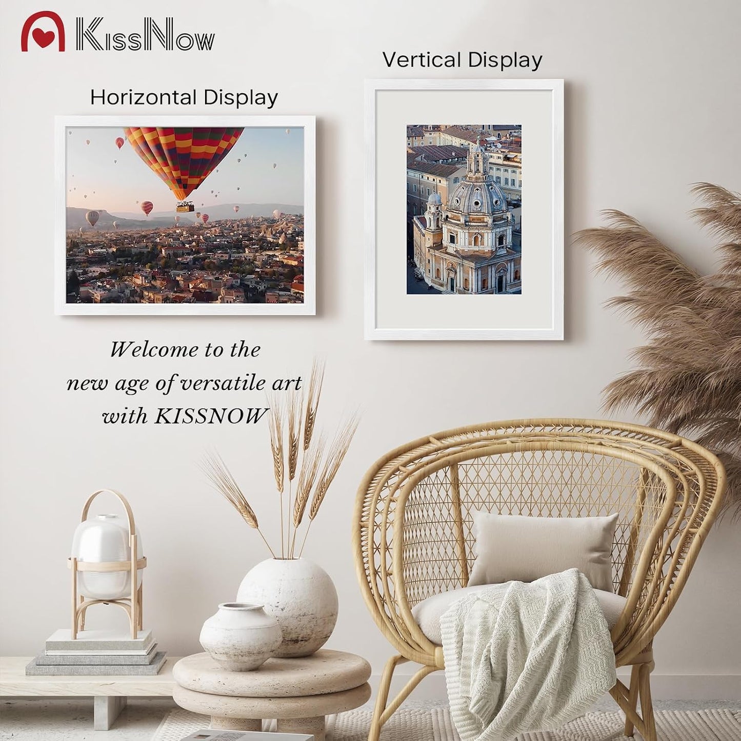 18x24 Poster Frame, White Solid Wood, 2 Pack, Wall Hanging for Art | Thick & Wide Border, HD Plexiglass, Horizontal or