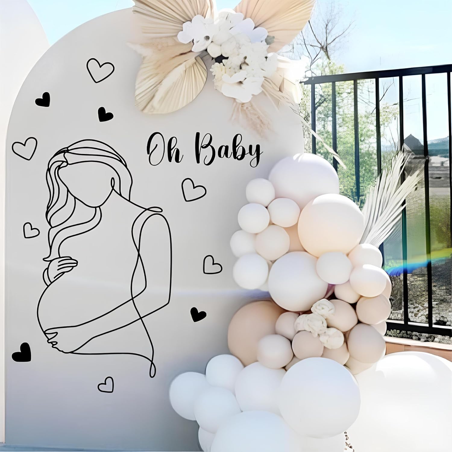 Pregnancy Baby Shower Party Decal Oh Baby Sign Decals for Backdrop Pregnant Gender / Black Baby
