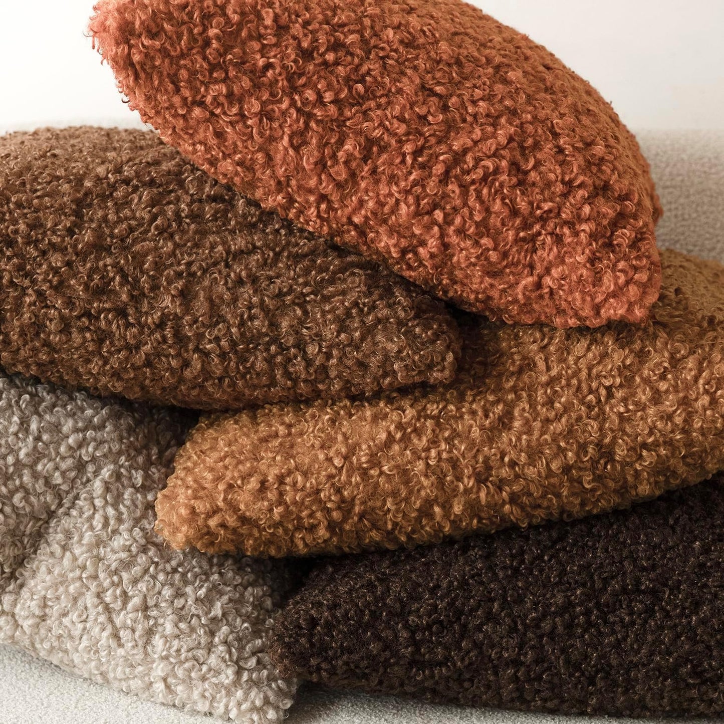 Faux Fur Throw Pillow Cover Accent Sherpa Furry Pillow Cover / 18 x 18 / Burnt Orange / Set of 2