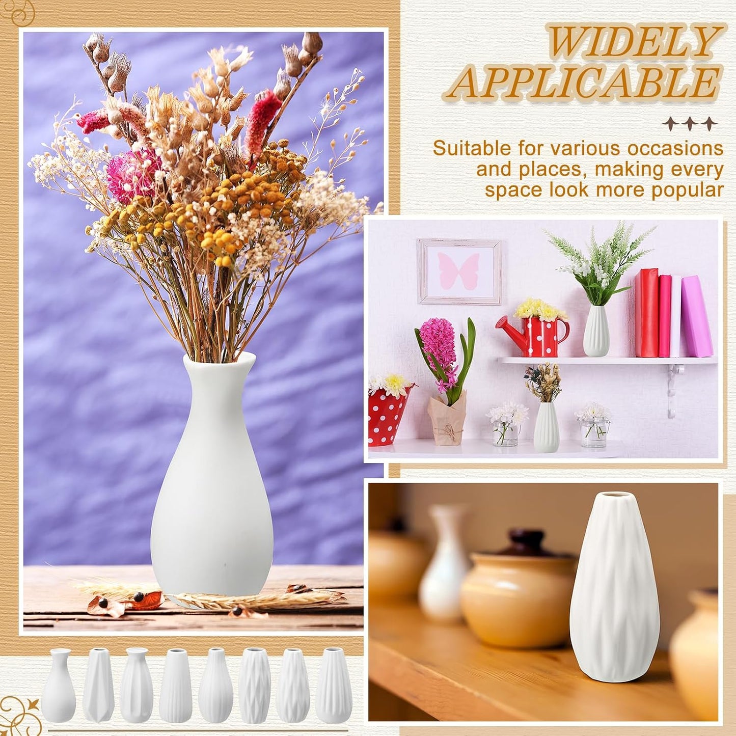 Ceramic Bud Vase Bulk Boho Small Pampas Grass Flower Vase / White / 5 Inch / Set of 16