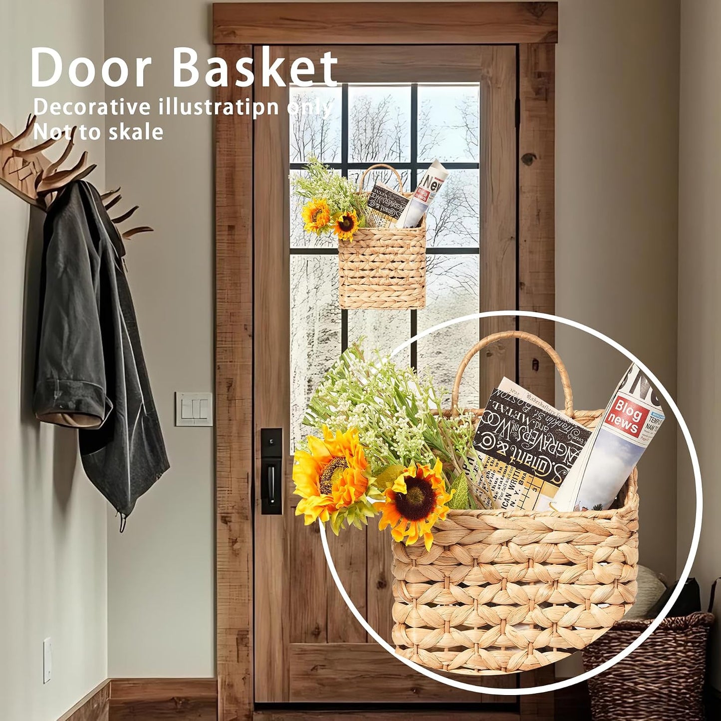 Outdoor Farmhouse Front Door Organizer for Plants Flowers Mail / Natural 11"H / Set of 11