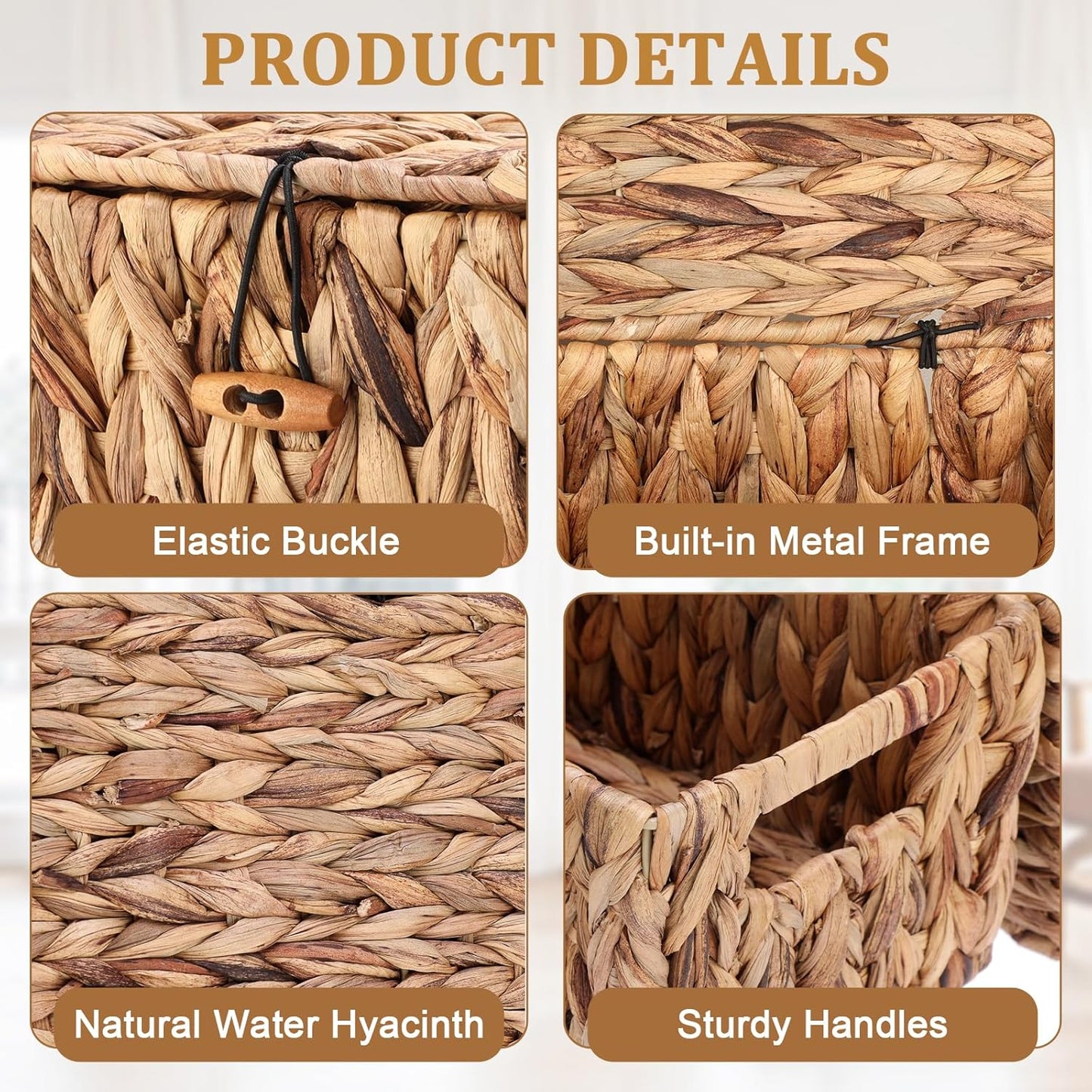 Farmhouse Bathroom Woven Bins / 12 x 7 x 6 / Medium Inches