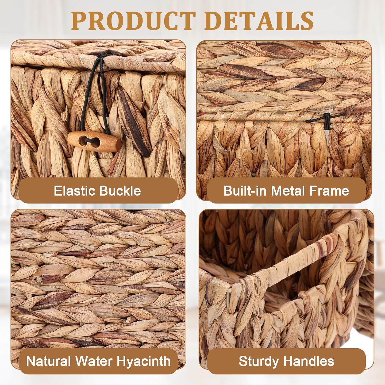 Farmhouse Bathroom Woven Bins / 12 x 7 x 6 / Medium Inches