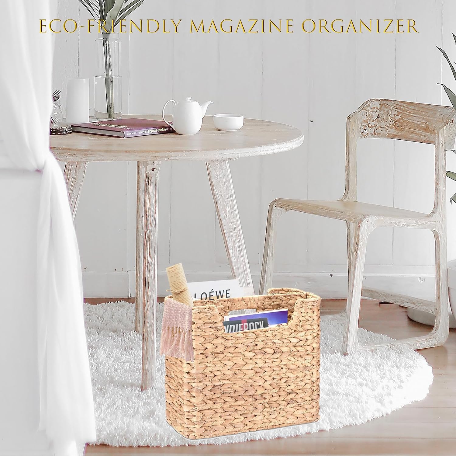 Magazines Holder - Wicker Magazine Rack, Handwoven Magazine Holders for Bathroom, Magazine Organizer for Books