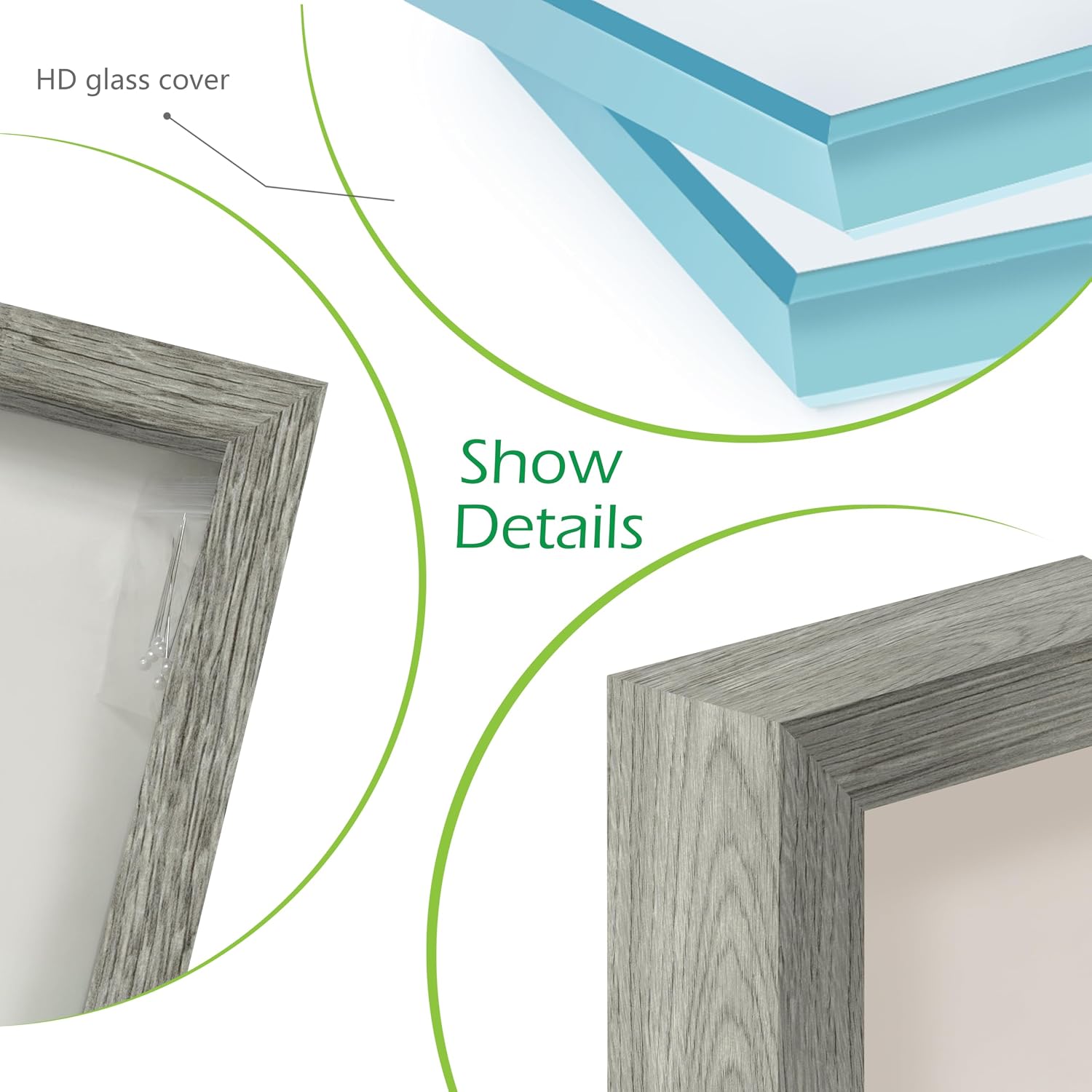 FrameWorks 16x20 Driftwood Wooden Shadow Box Frame – Soft Felt Back, Tempered Glass, and Included Elegant White Ball