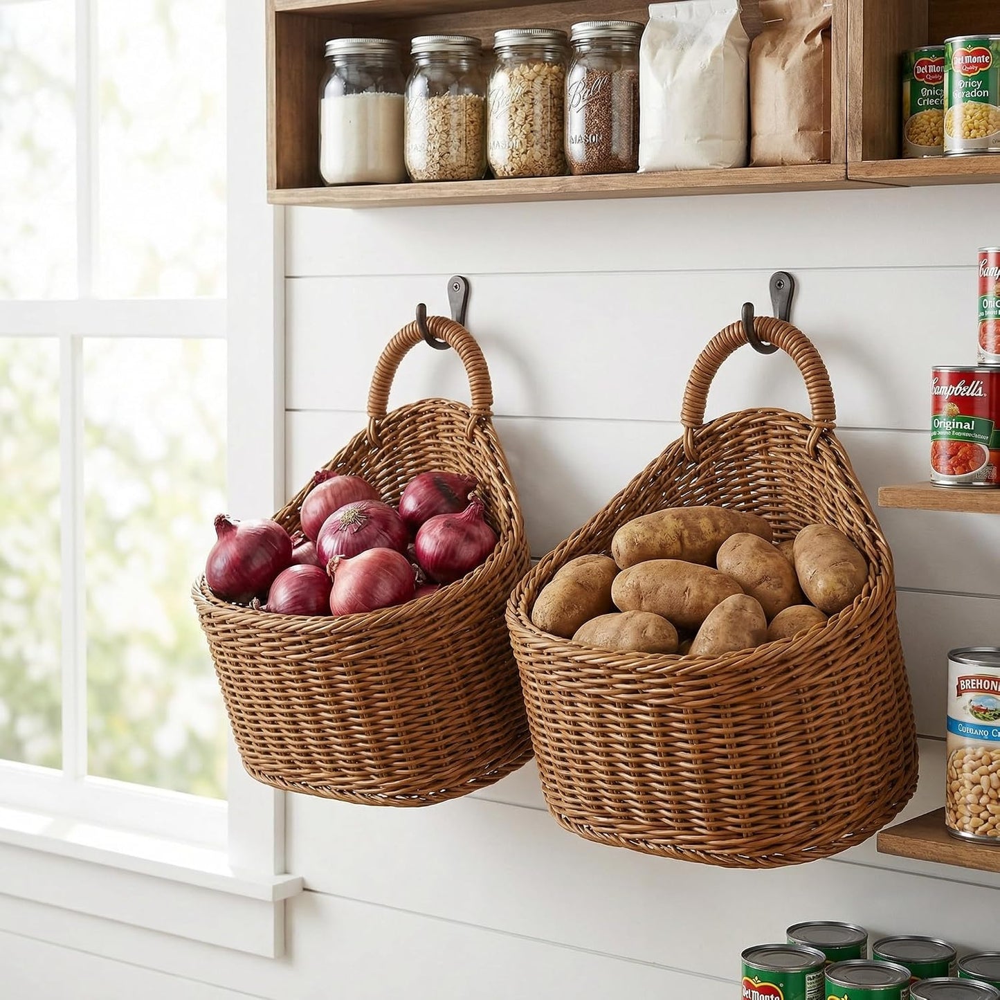 Wall Decorative Storage Baskets Woven Hanging Basket / Set of 2