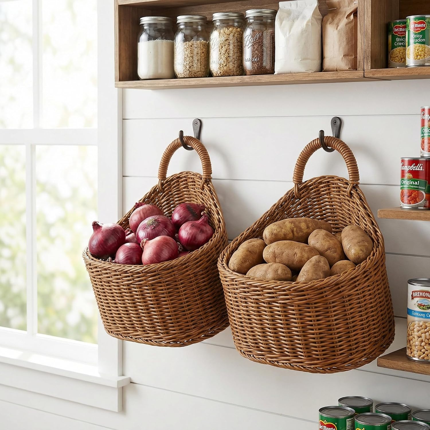 Wall Decorative Storage Baskets Woven Hanging Basket / Set of 2