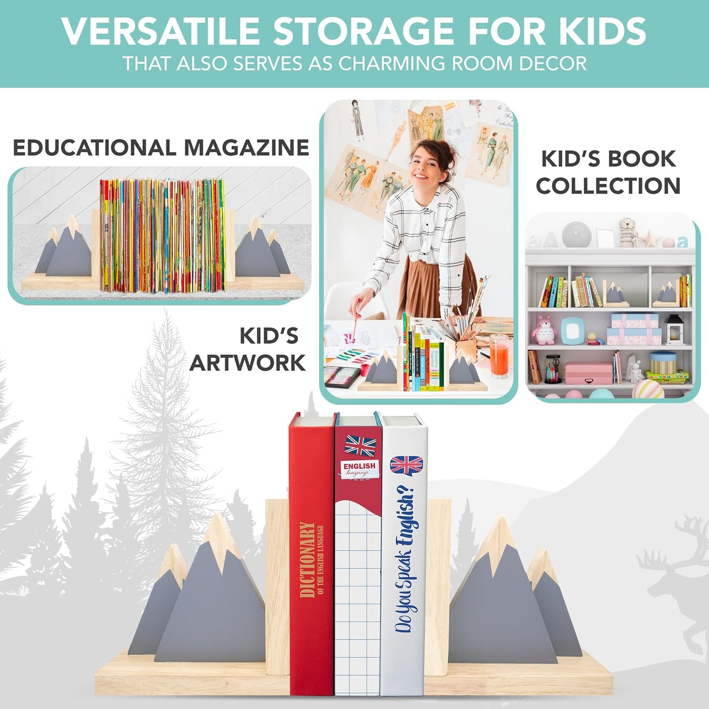 Mountain Book Ends for Kids Books / Gray