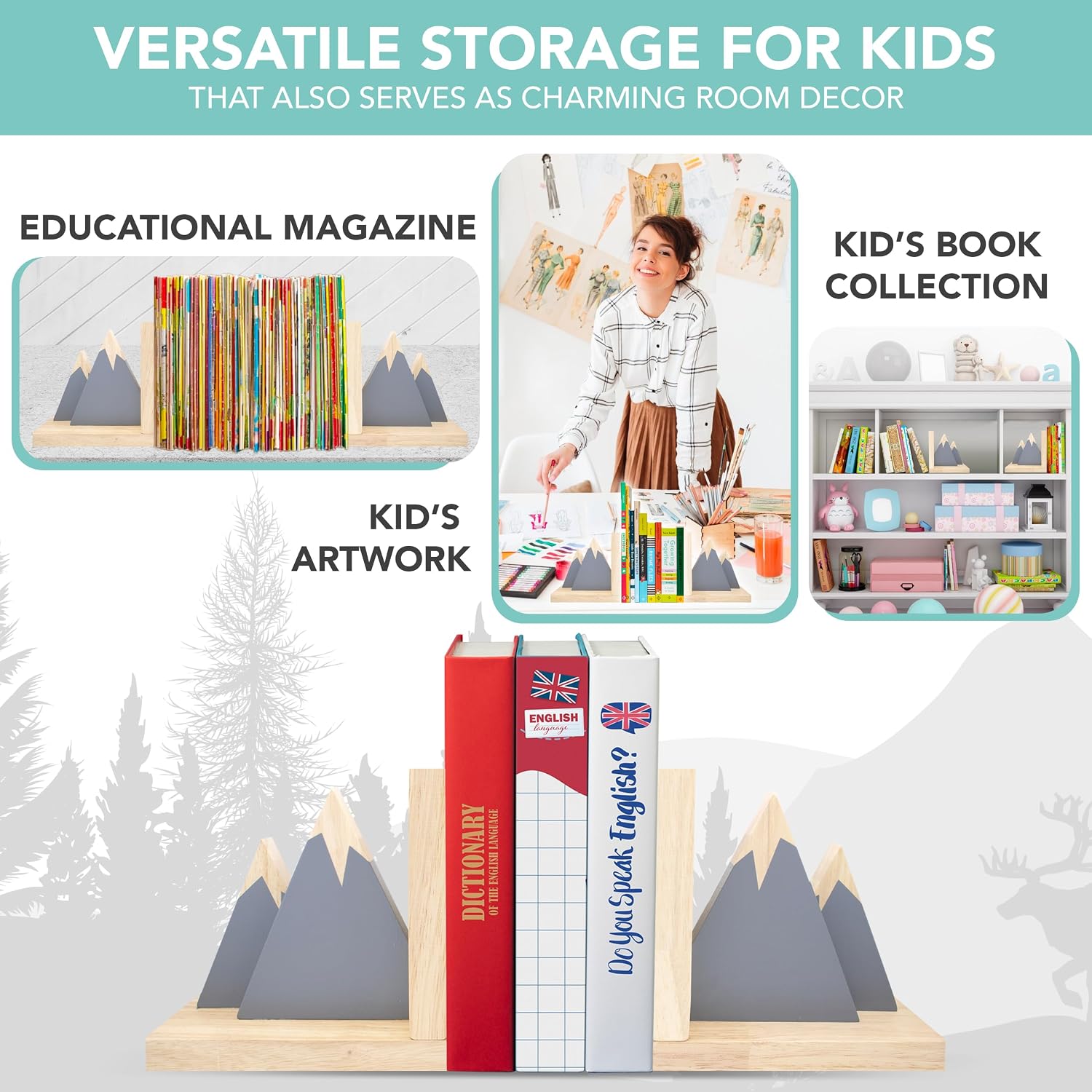 Mountain Book Ends for Kids Books / Gray
