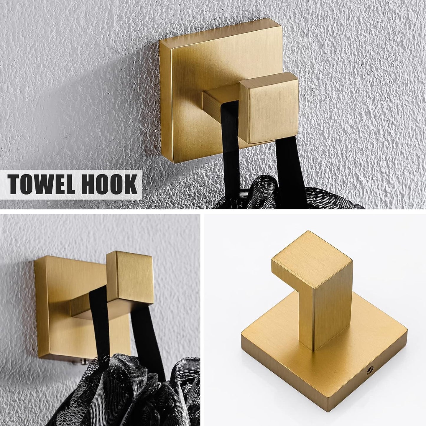 YACVCL 5 Piece Bathroom Hardware Set Brushed Gold, SUS304 Stainless Steel 23.6 Inch Bathroom Towel Holder Set, Brushed