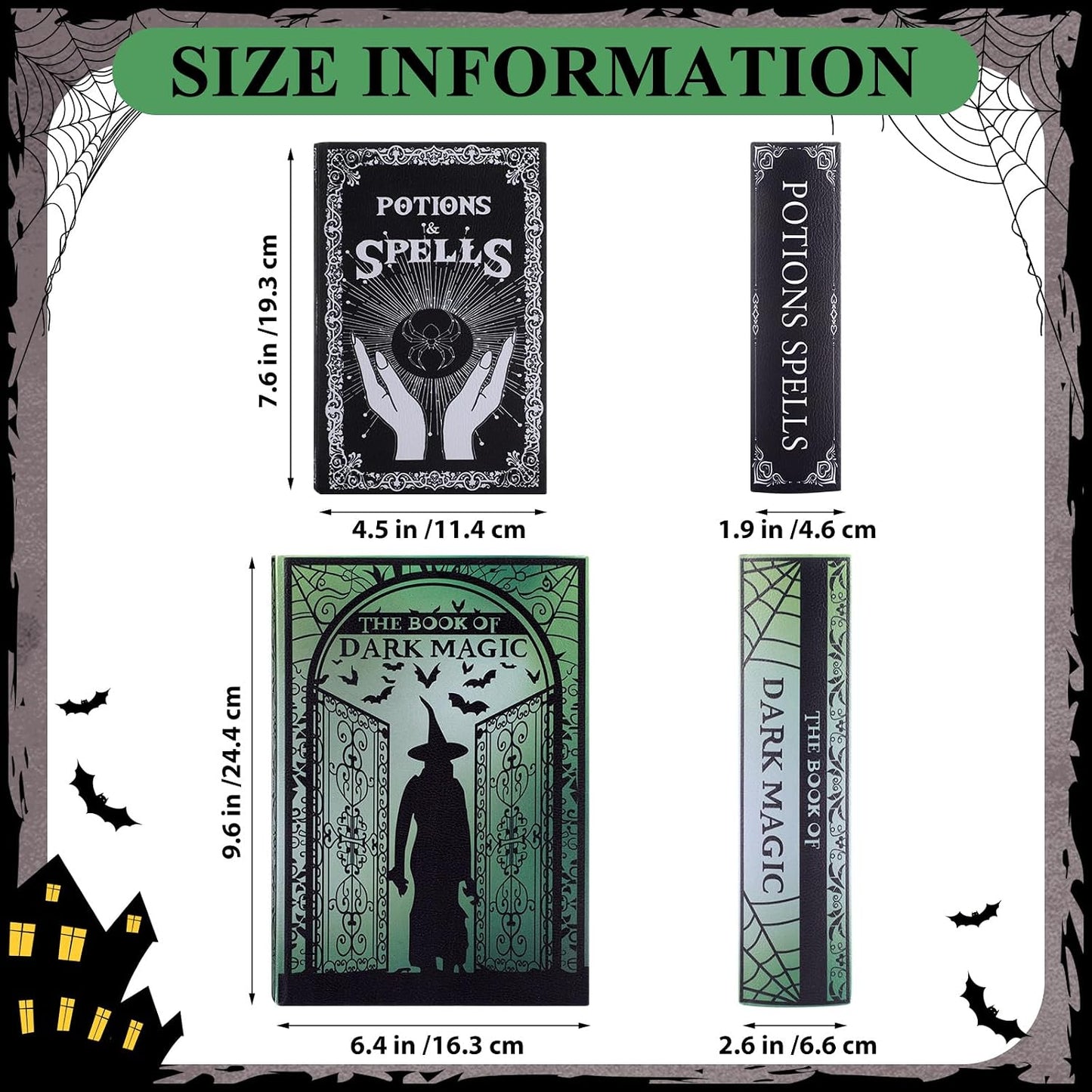 Magic Nesting Halloween Books Decoration Witch Potion Dark Magic Pattern Spooky Holiday / Set of 2