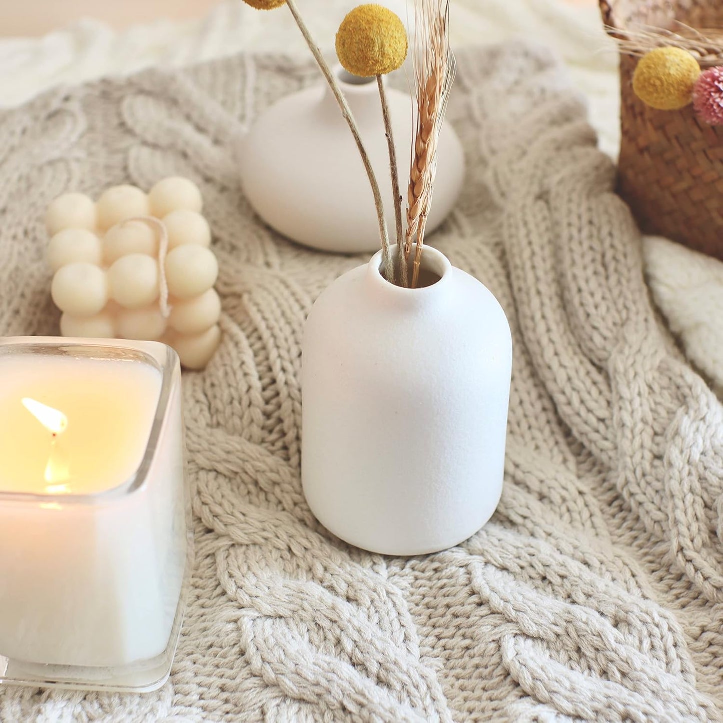 Mini Ceramic Vases / White / Set of 6