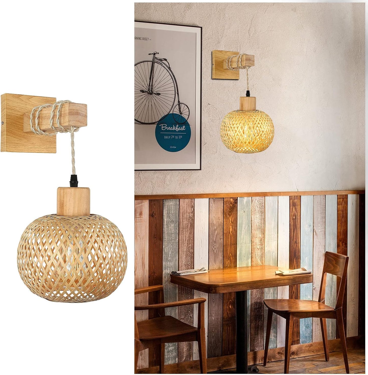 Rattan Wall Lamps / Farmhouse Wall Light