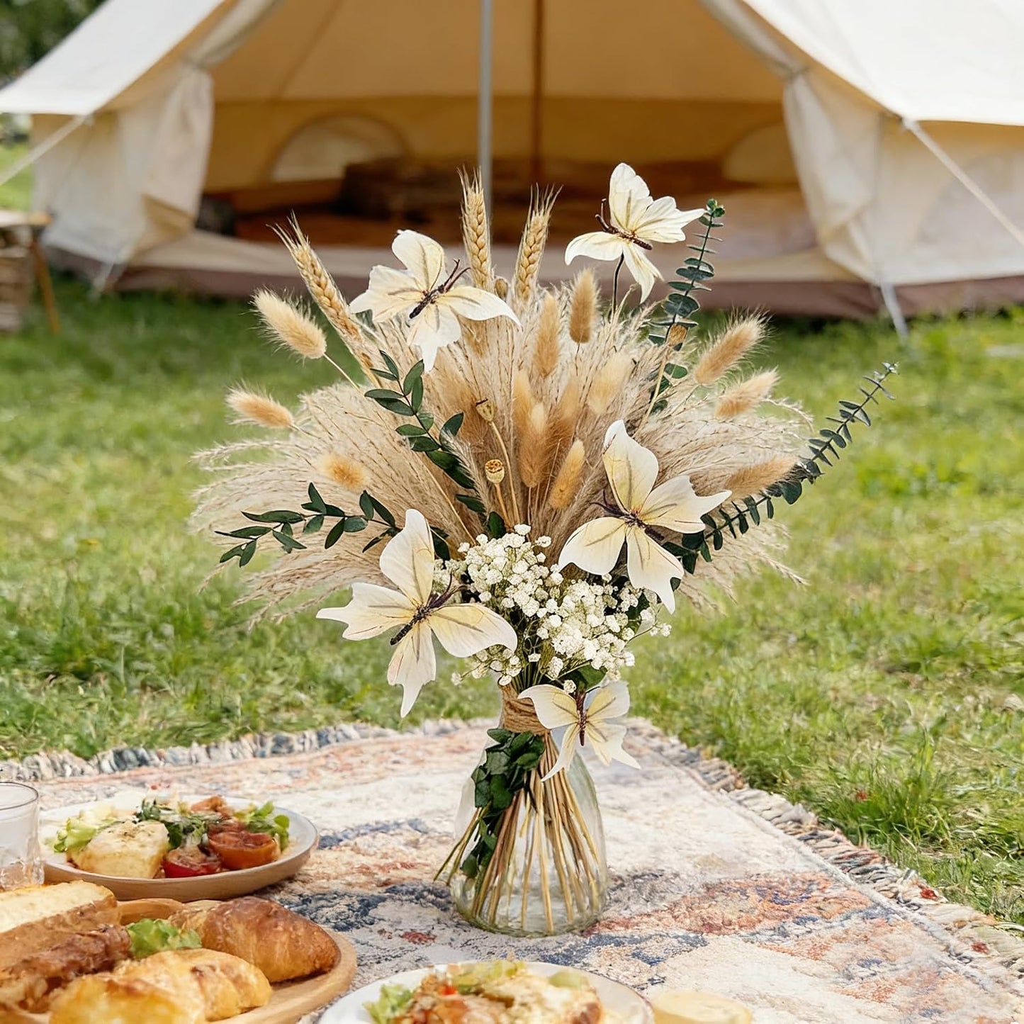 Pampas Grass Dried Flower Bouquet for Boho Home Decor / Natural