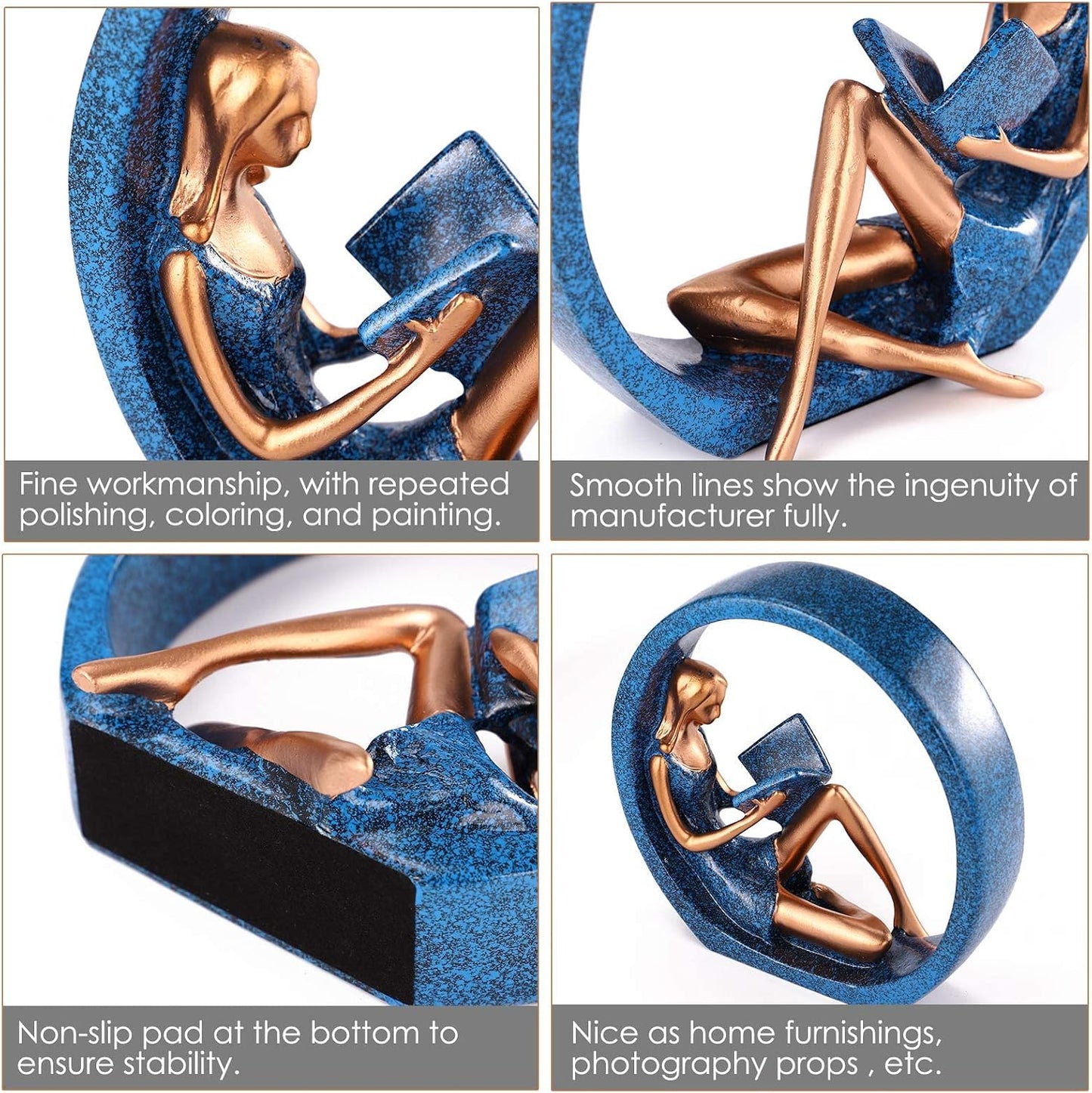 Reading Girl Statue Ornaments / Girl Statues / Set of 2