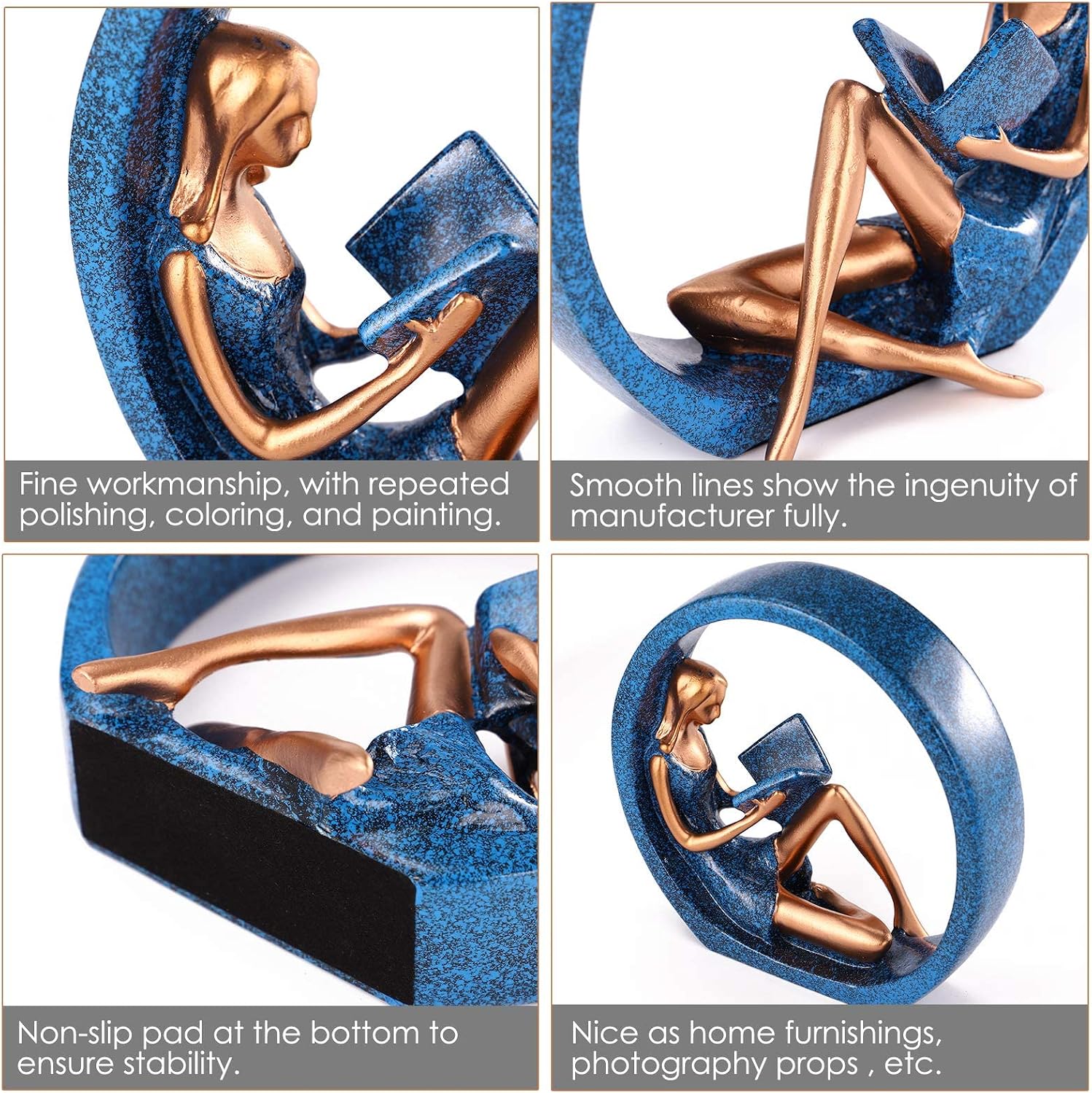 Reading Girl Statue Ornaments / Girl Statues / Set of 2
