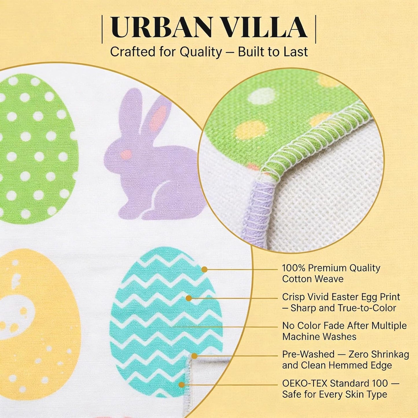Urban Villa Kitchen Towels Cotton Dish Towels 20”x30” (Set of 6) Egg Print