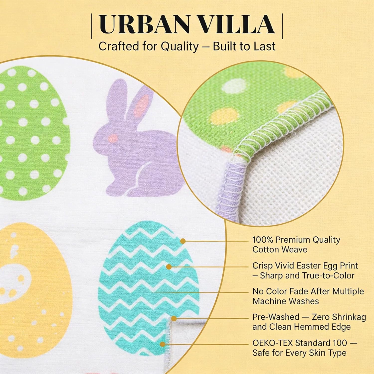 Urban Villa Kitchen Towels Cotton Dish Towels 20”x30” (Set of 6) Egg Print