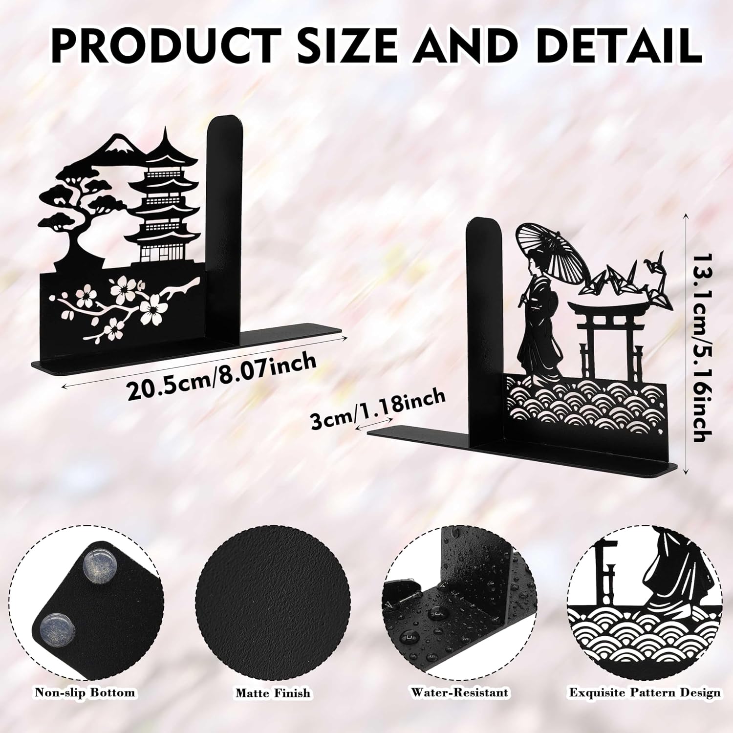 Metal Japanese Anime Book Ends / Black