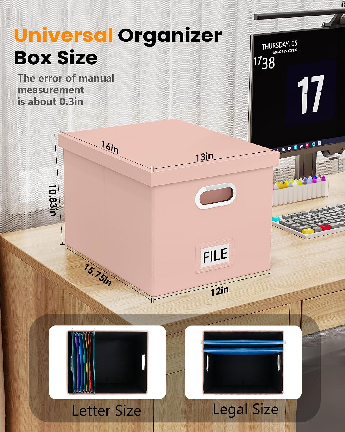 File Organizer Box / Cream-pink