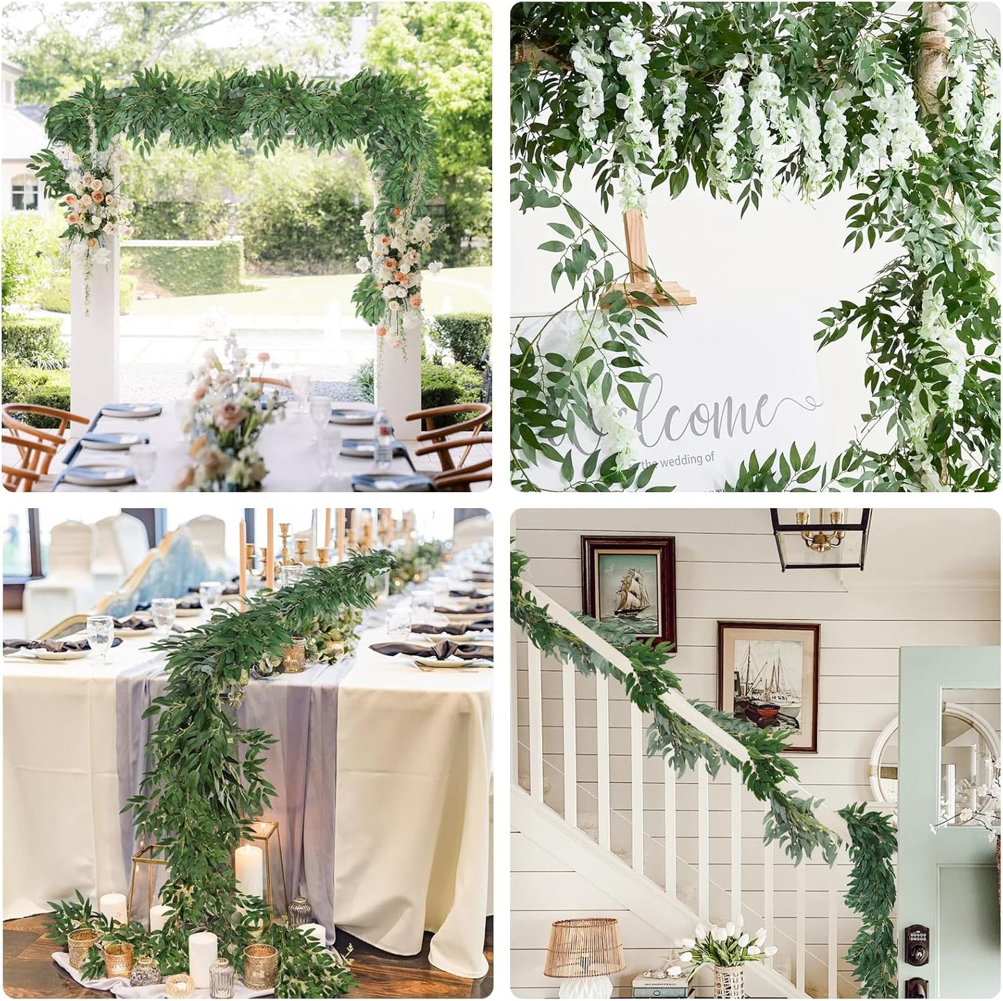 Artificial Willow Leaves Vine Twigs Fake Hanging Plant / Dark Green Willow Vine / 6 Inch / Set of 2