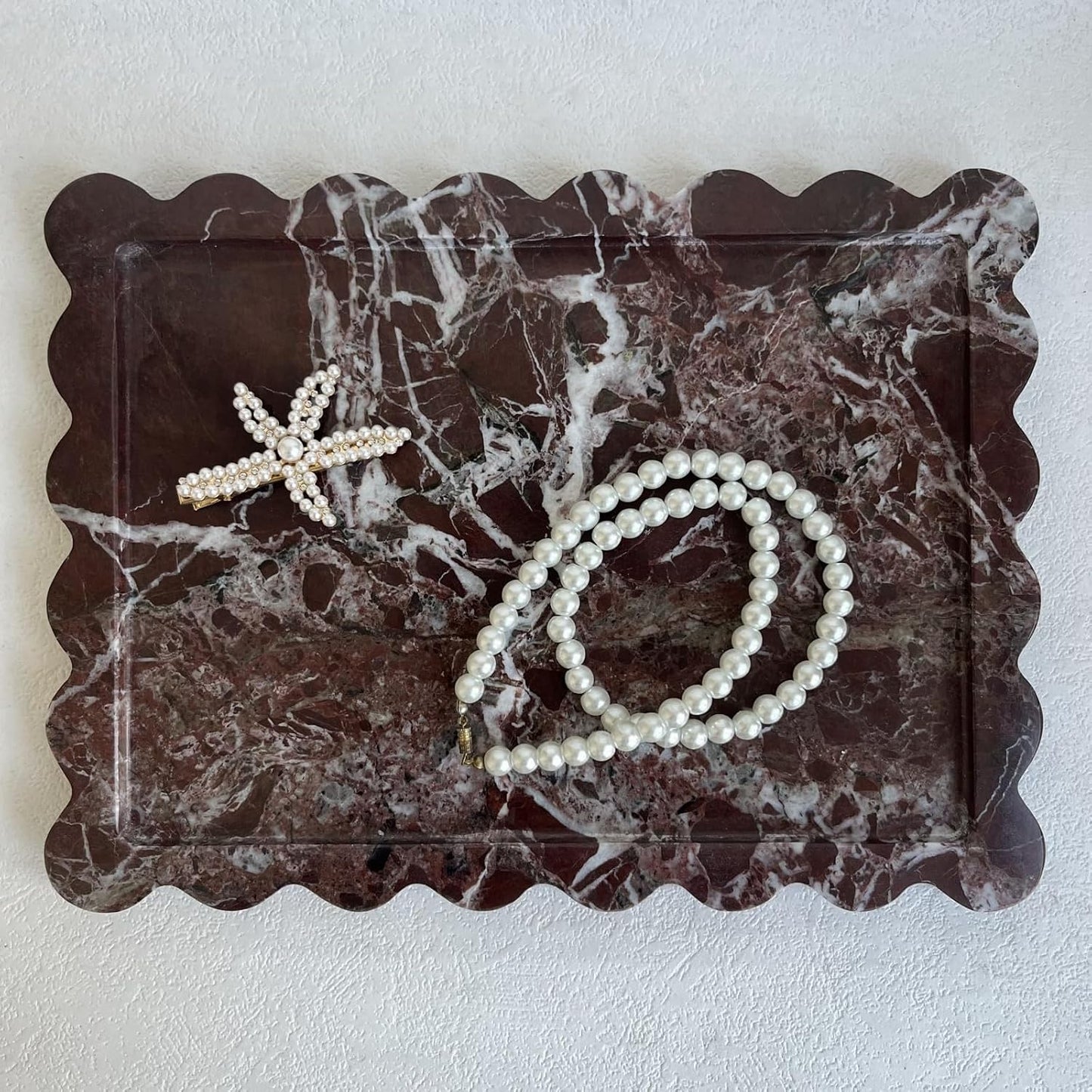 Scalloped Marble Tray / Rosa Levanto / Natural / 10.8 x 8