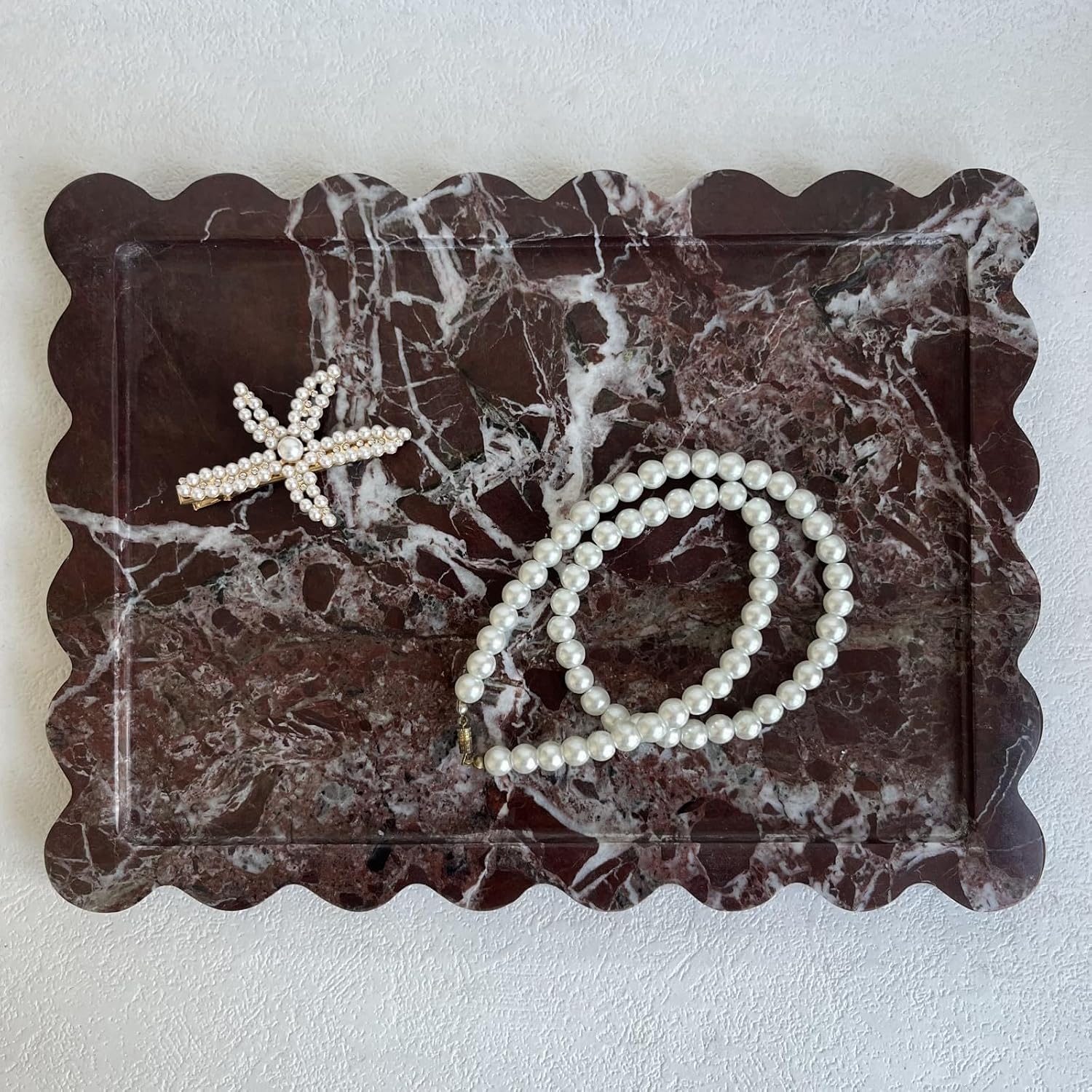 Scalloped Marble Tray / Rosa Levanto / Natural / 10.8 x 8