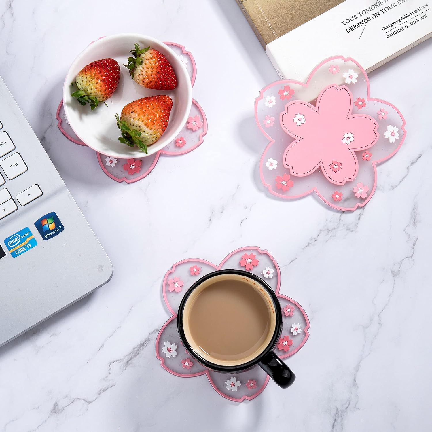 Flower Coasters for Drinks / Flower Pink / Set of 6