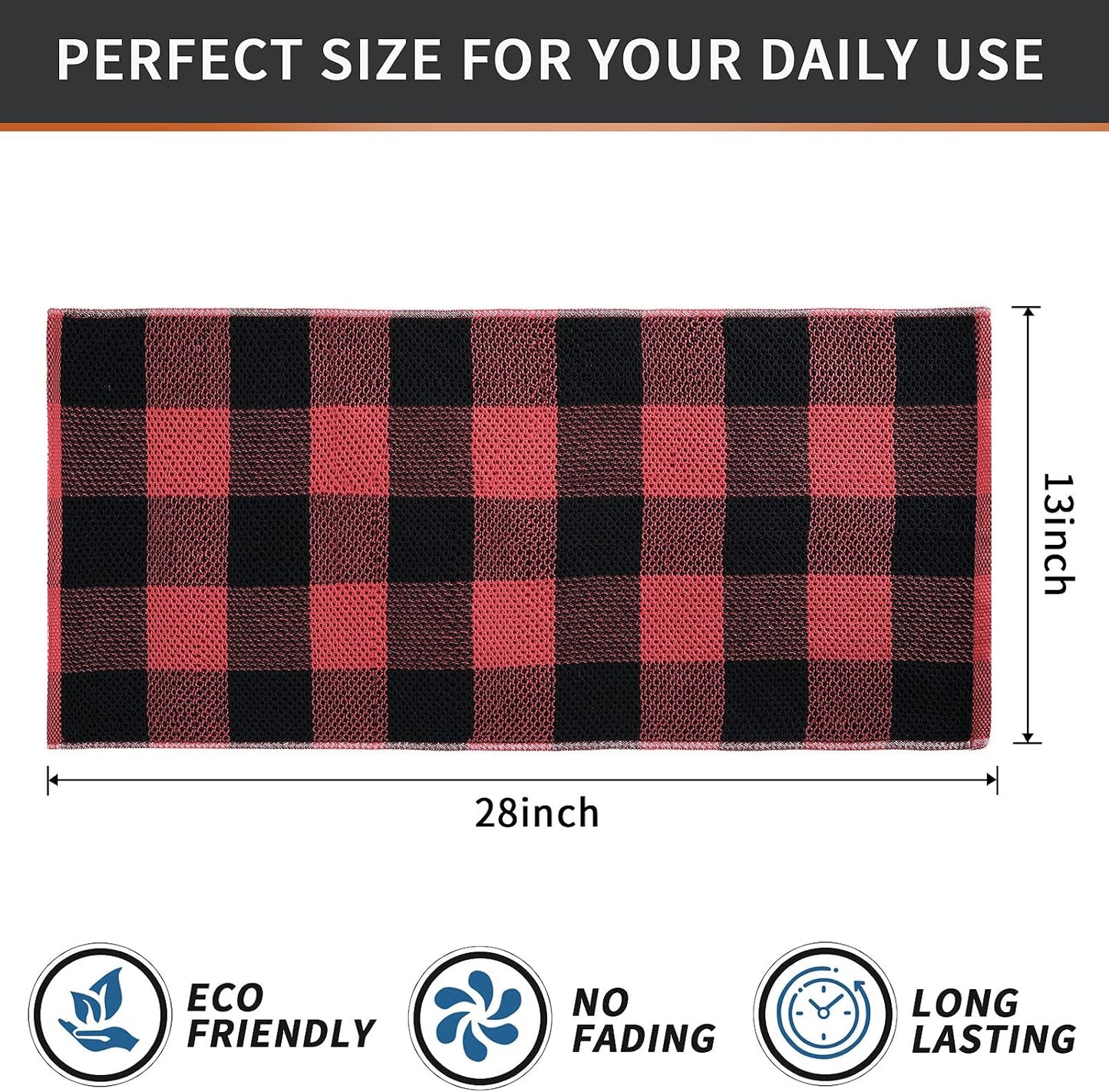 Mordimy Cotton Waffle Weave Kitchen Towels, 13"x 28", 12 Pack, Black & Red | Super Soft and Absorbent Buffalo Check