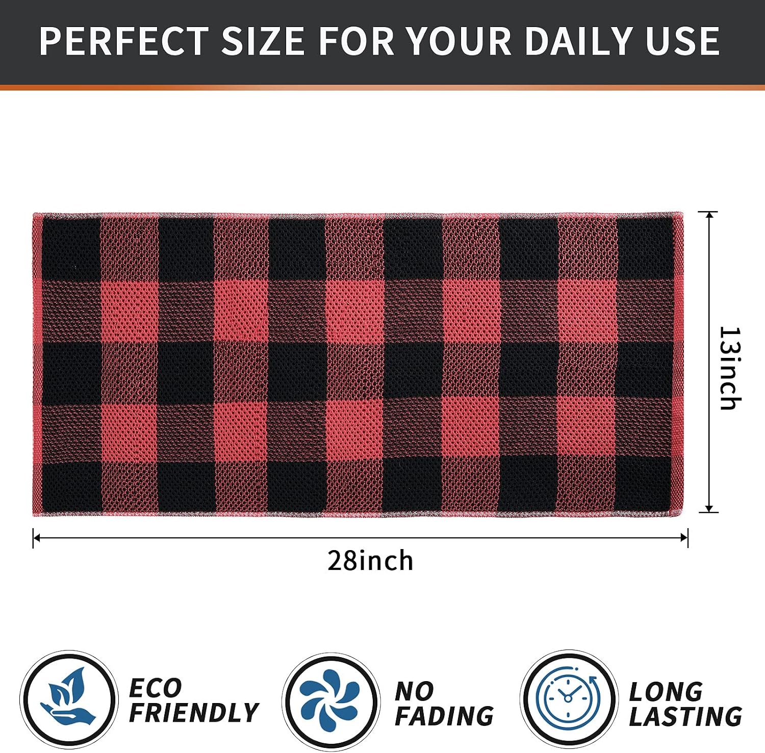 Mordimy Cotton Waffle Kitchen Towels, 13"x 28", 8 Pack, Black & Red | Super Soft and Absorbent Buffalo Check, Durable