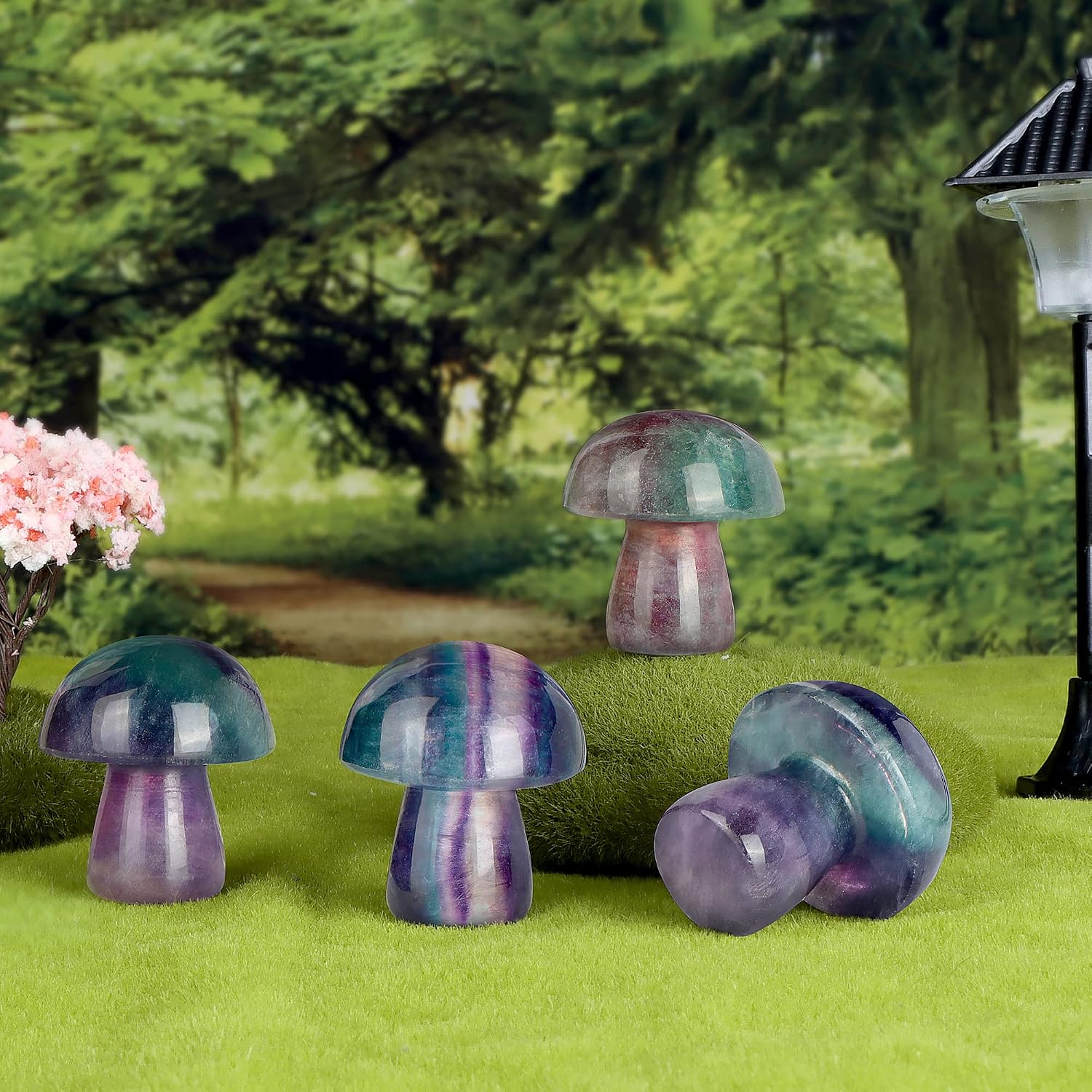 Mini Mushrooms Crystal Mushroom Sculpture Decor Gifts Home Decor Living Room / Rainbow Fluorite