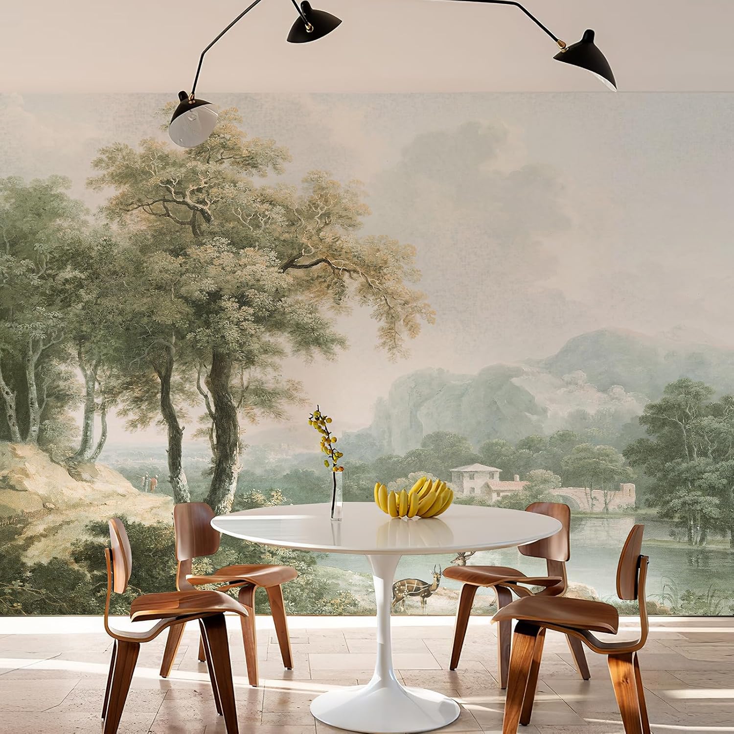 Vintage Forest Wall Murals Peel and Stick " Canvas Waterproof Self-Adhesive / Green / 148 x 98