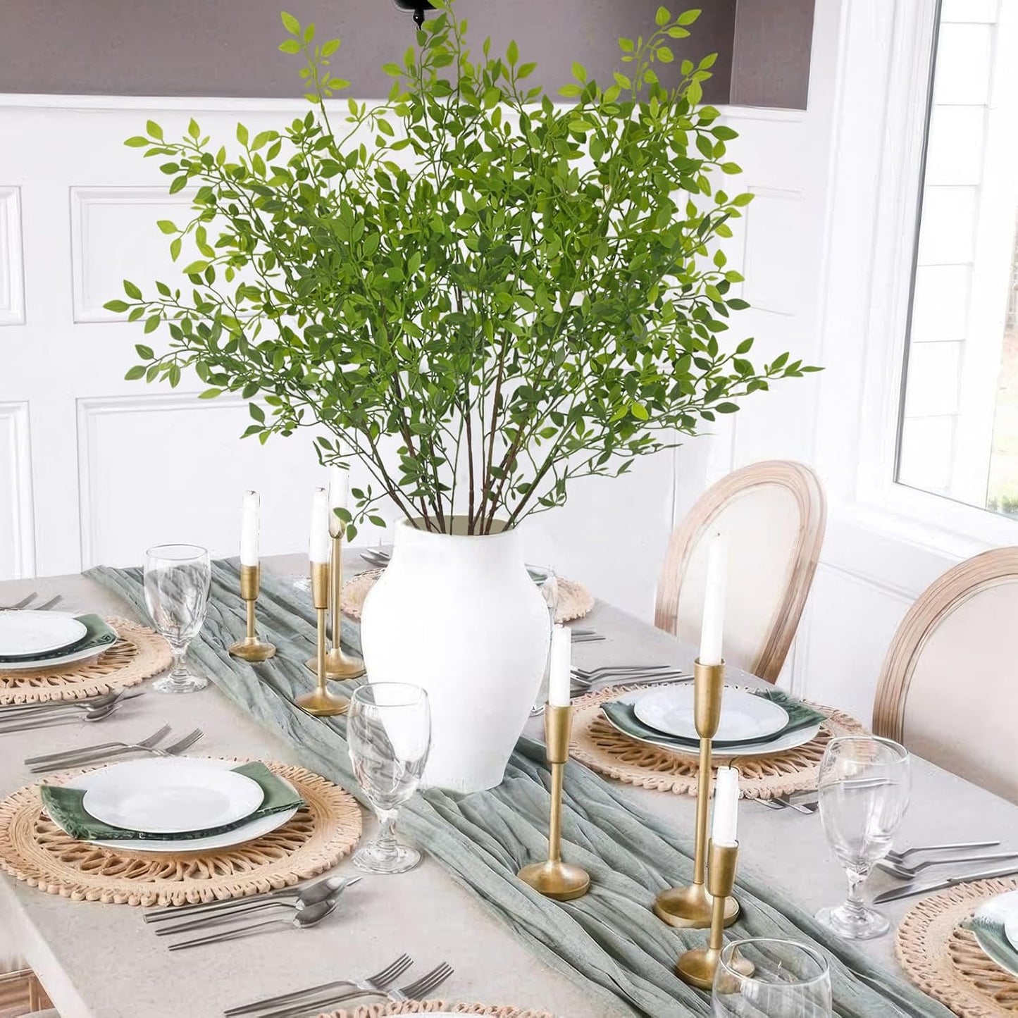 Faux Greenery Stems for Vase Artificial Branches / 43.3 Inch / Set of 3