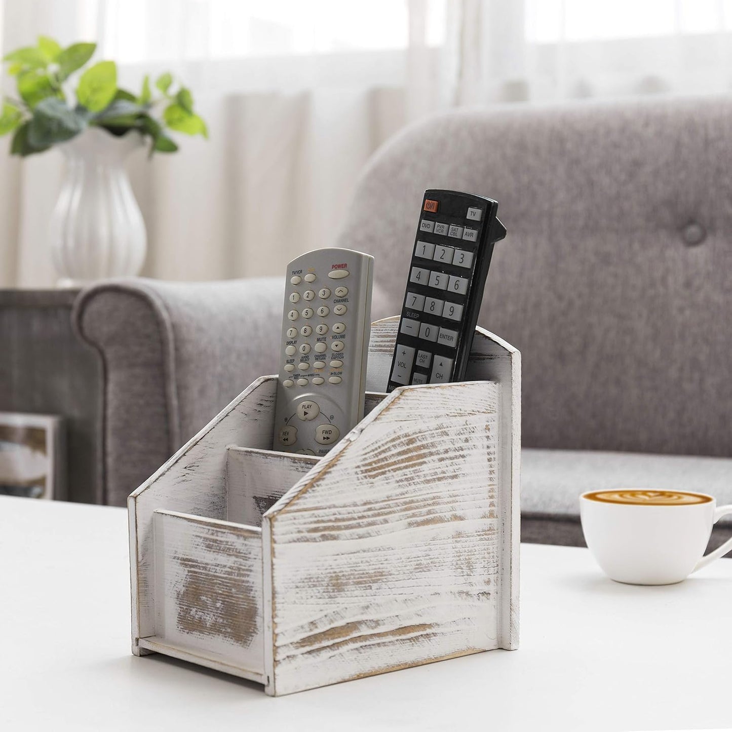 TV Remote Control Holder / Whitewashed