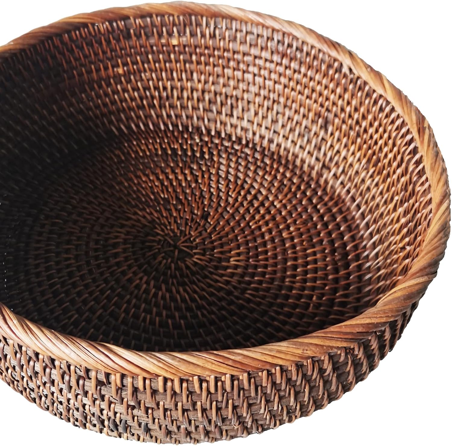 Round Rattan Bowl Basket / L - D9.8 x H3.5 Inch / 10 Inch