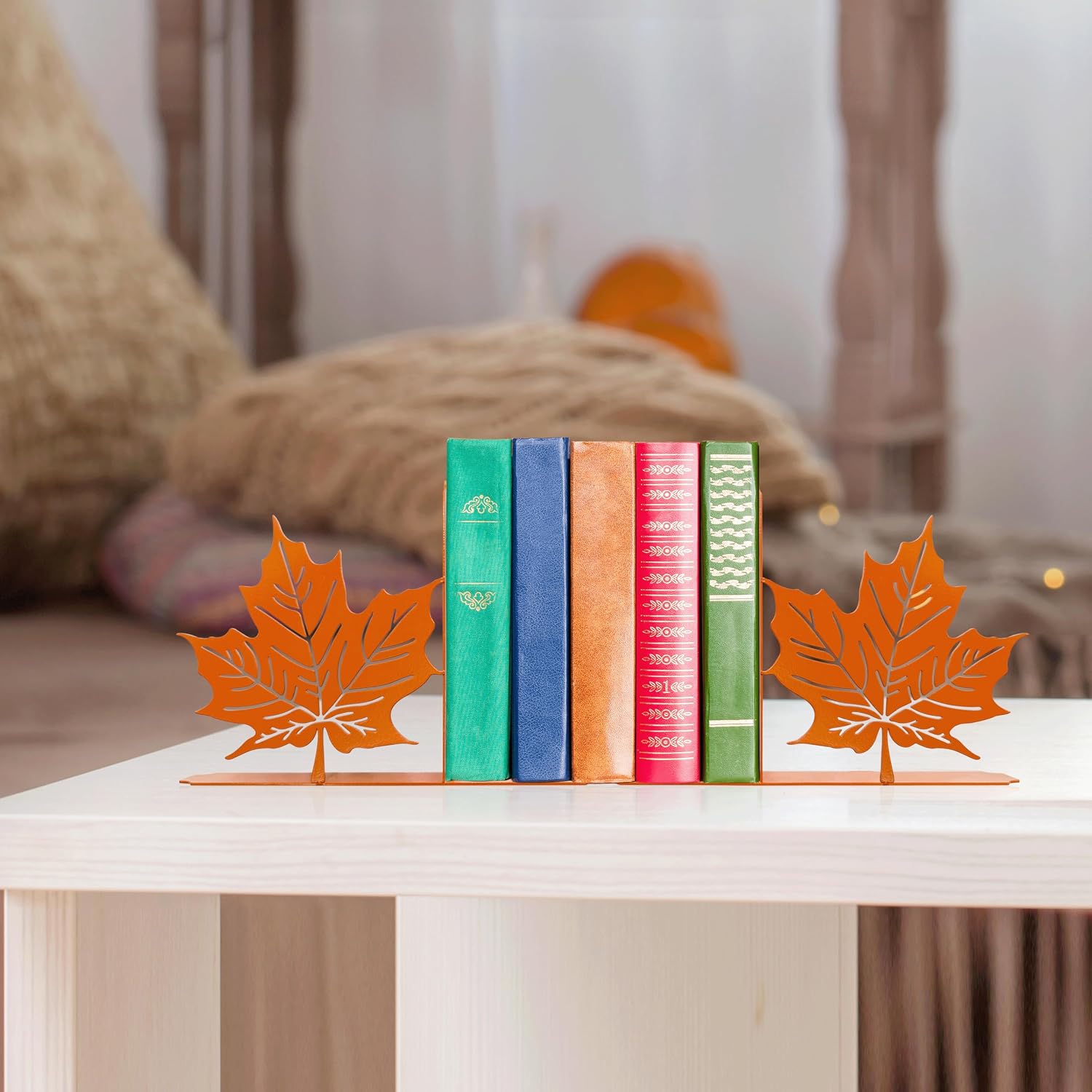 Maple Leaf Decor Bookends Leaves Decor for Fall and Unique Novelty Book Ends for Kids Flower