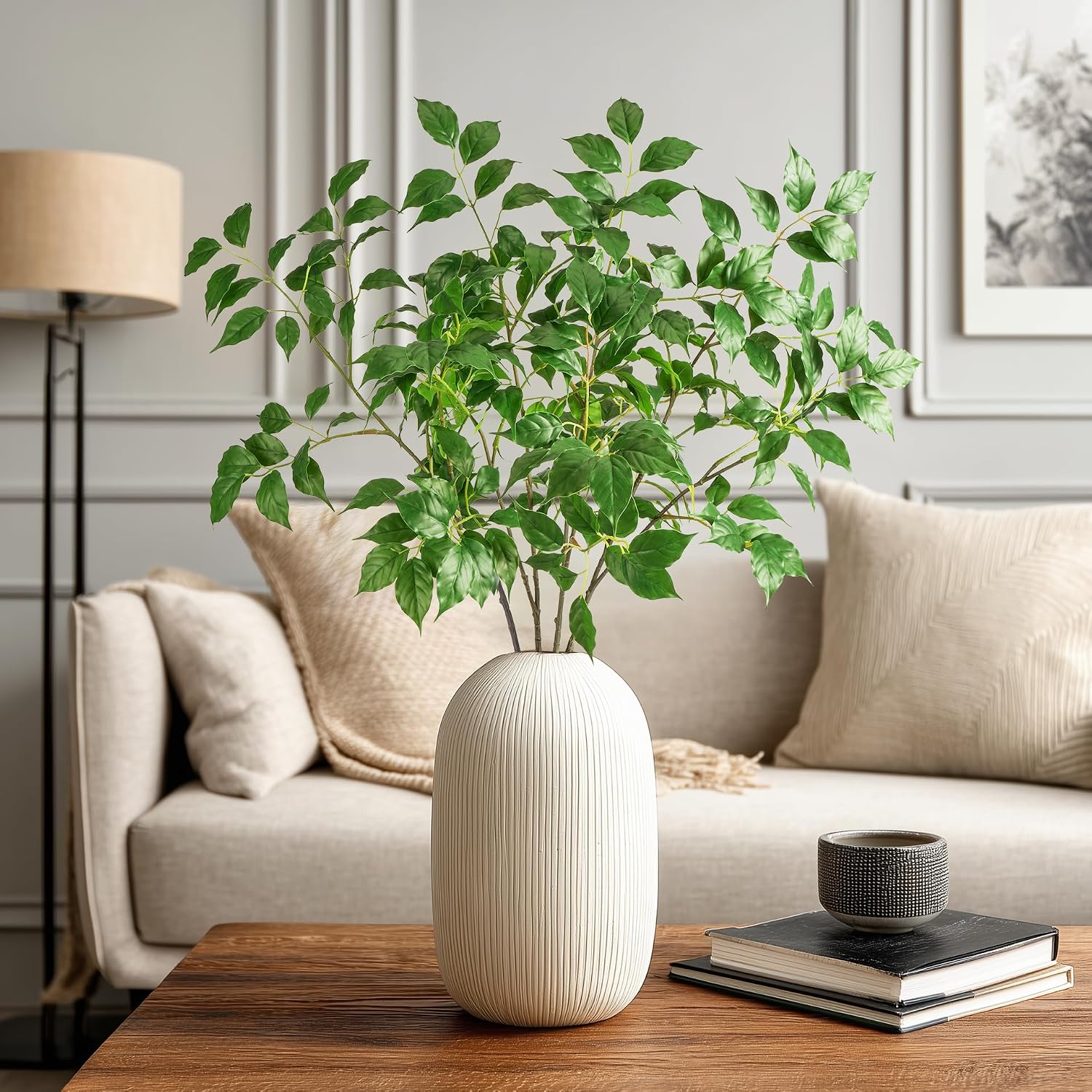 Fake Plants Faux Eucalyptus Stems Artificial Greenery Stems / Green-rsy4 / 31.5 Inch / Set of 4