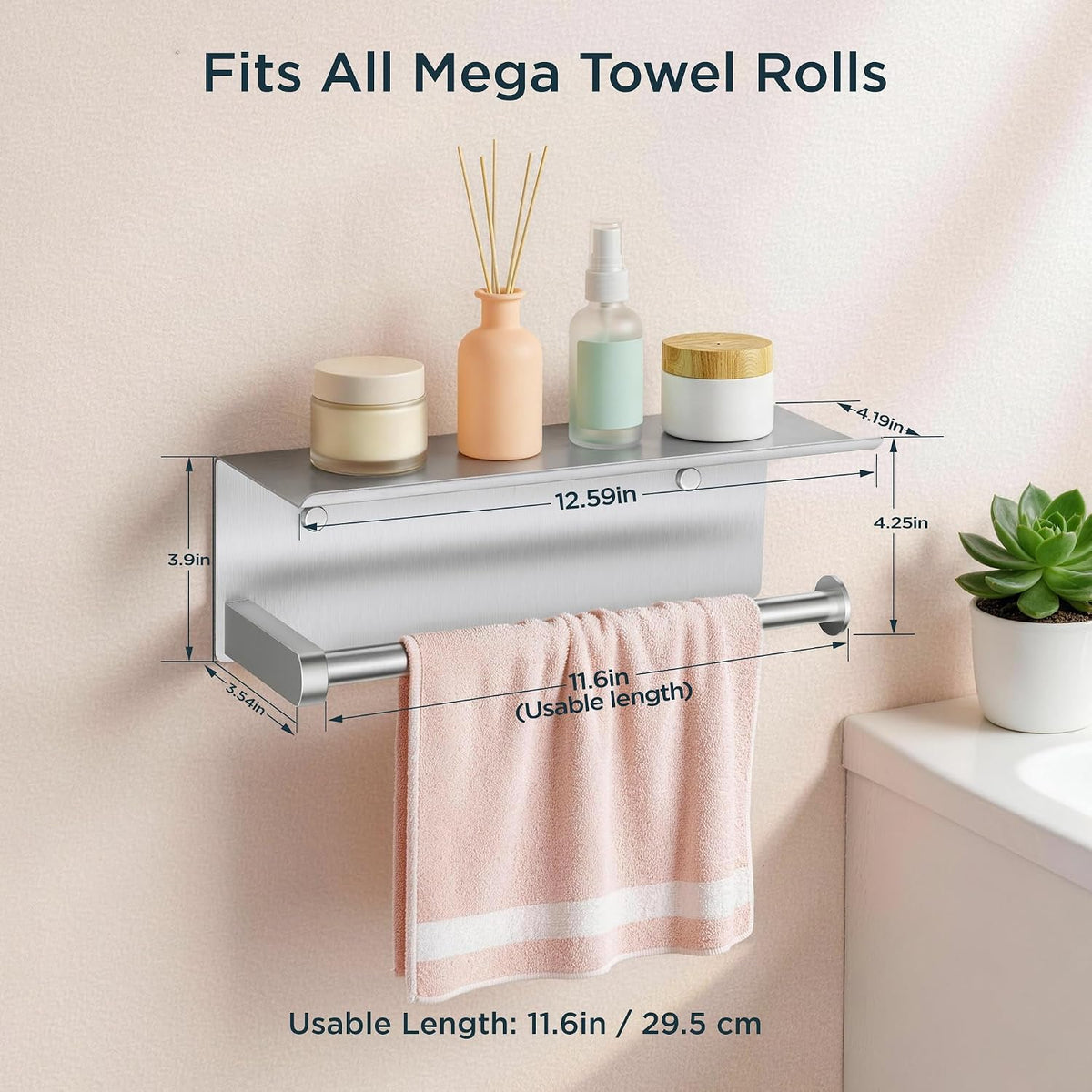 FORIOUS Wall Mount Paper Towel Holder with Shelf, Stainless Steel | Heavy Duty SUS304 Stainless Steel Paper Roll