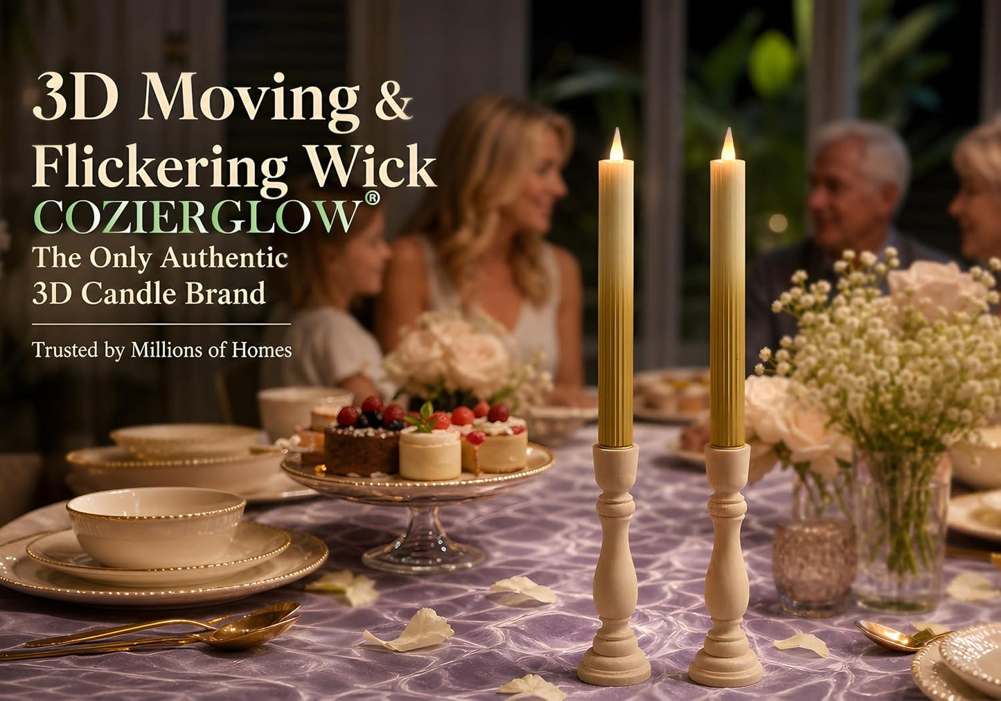 Flameless Taper Candles Flickering with Remote and Timer, 3D Moving Flame Taper Candle Battery Operated to 400 Hours, 9
