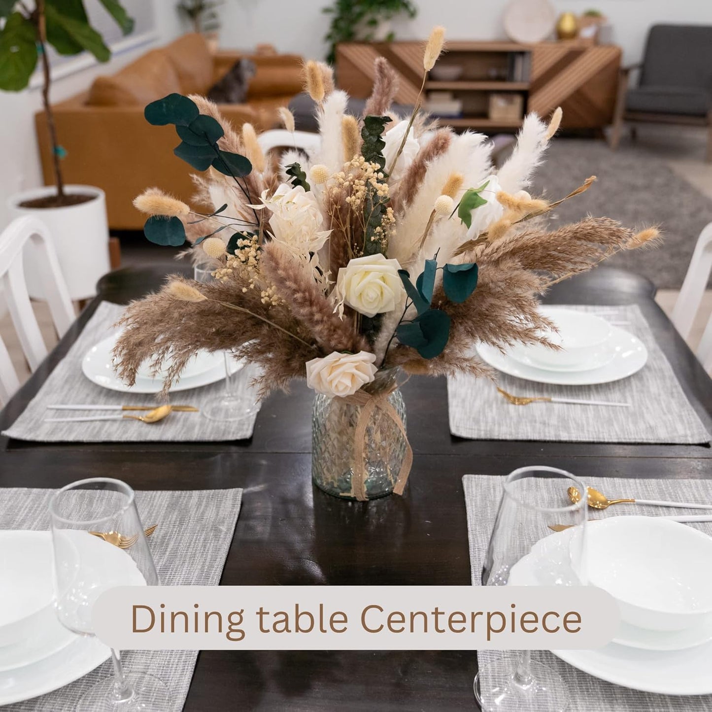 Artificial Flowers Arrangement / Pampas Bouquet In Vase / Set of 100
