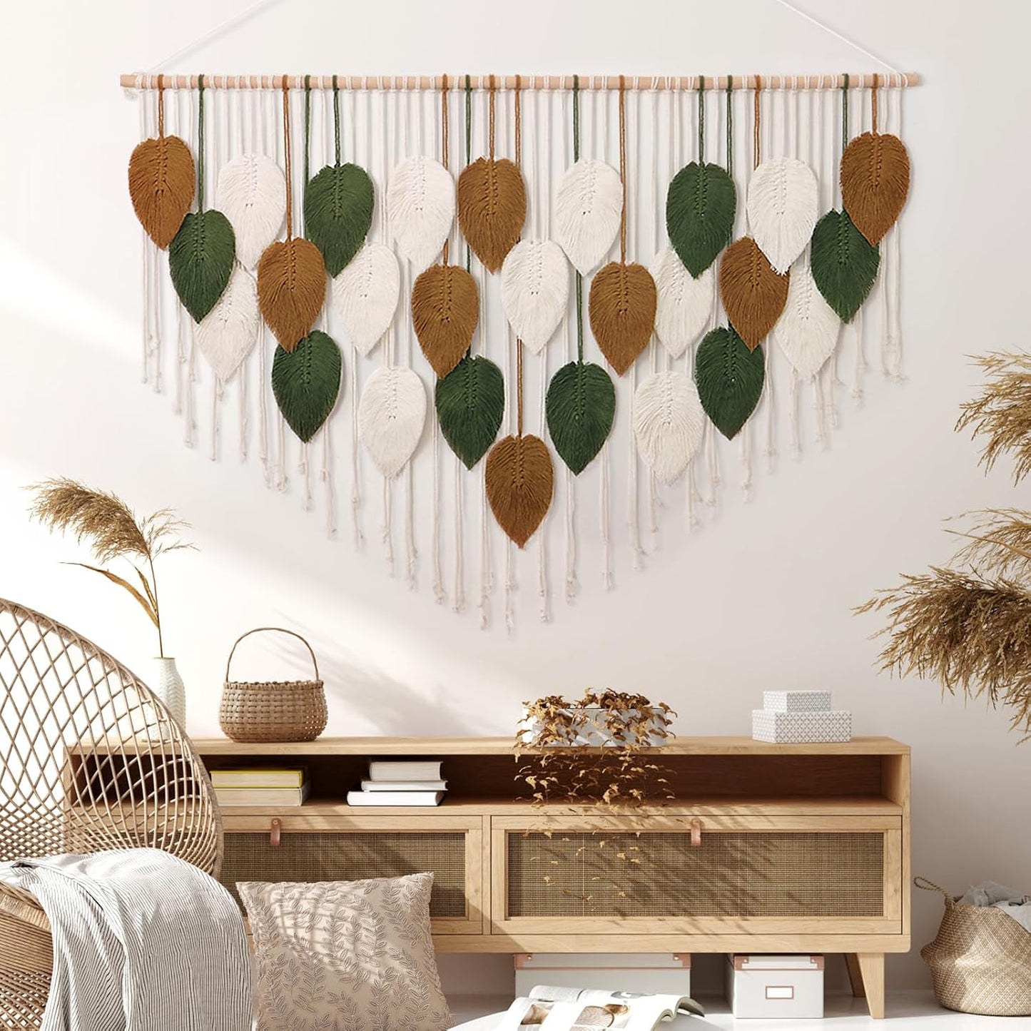 Large Macrame Wall Hanging Boho Woven Tapestry / 51.5"W x 33.5"L